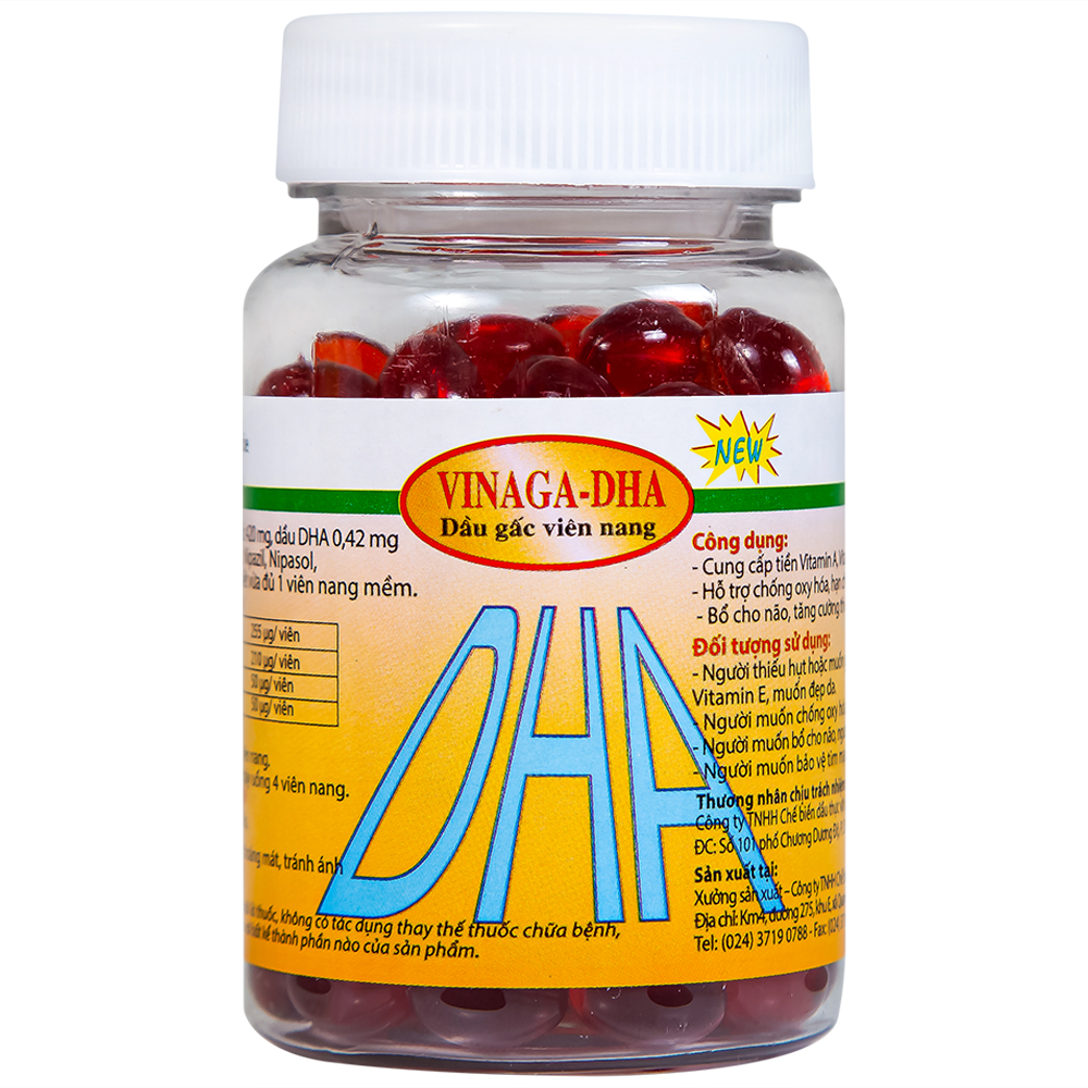 Giúp bổ não Dầu gấc viên nang Vinaga - DHA (100 viên)