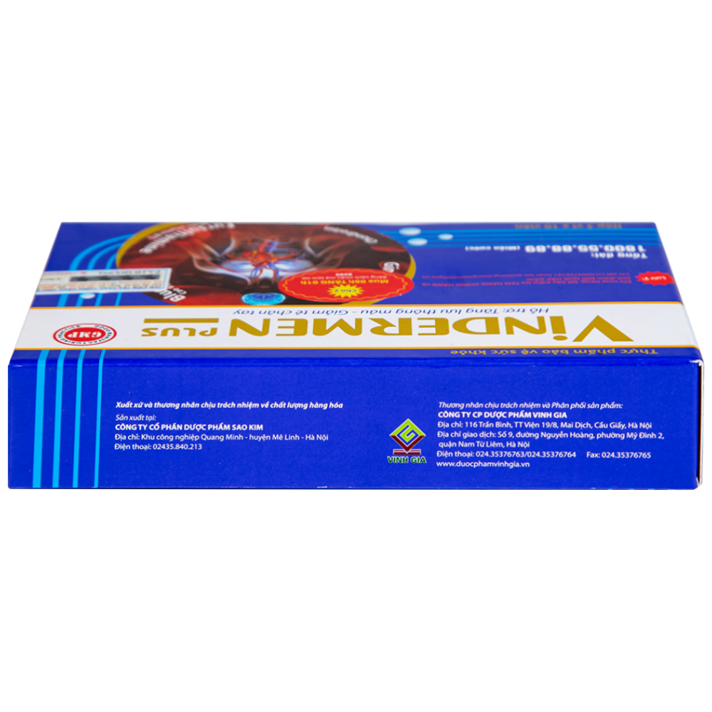 Viên hỗ trợ hoạt huyết Vindermen Plus Vinh Gia (3 vỉ x 10 viên)