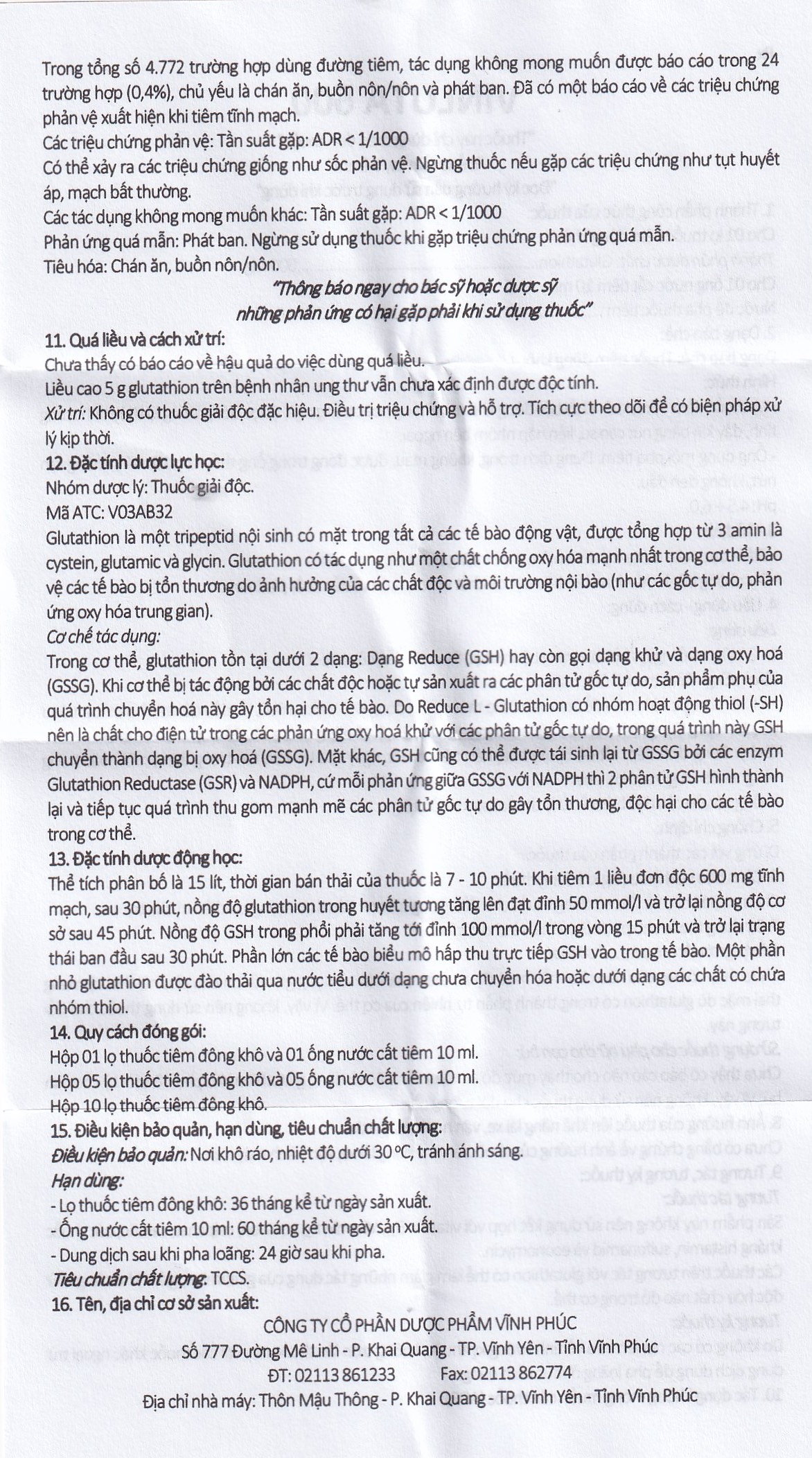 Thuốc tiêm Vinluta 600 Vinphaco giảm độc tính của xạ trị và hóa chất điều trị ung thư (1 lọ bột + 1 ống nước cất tiêm 10ml)