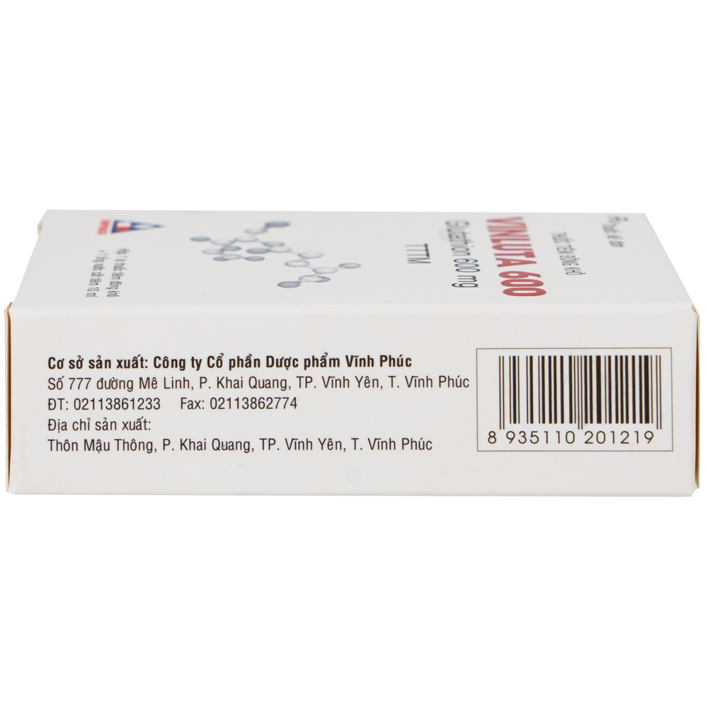 Thuốc tiêm Vinluta 600 Vinphaco giảm độc tính của xạ trị và hóa chất điều trị ung thư (1 lọ bột + 1 ống nước cất tiêm 10ml)