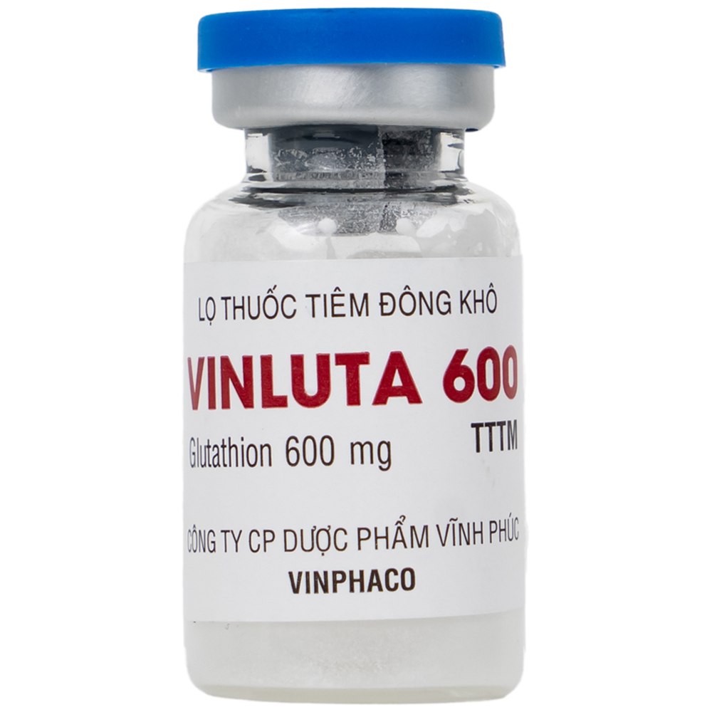 Thuốc tiêm Vinluta 600 Vinphaco giảm độc tính của xạ trị và hóa chất điều trị ung thư (1 lọ bột + 1 ống nước cất tiêm 10ml)