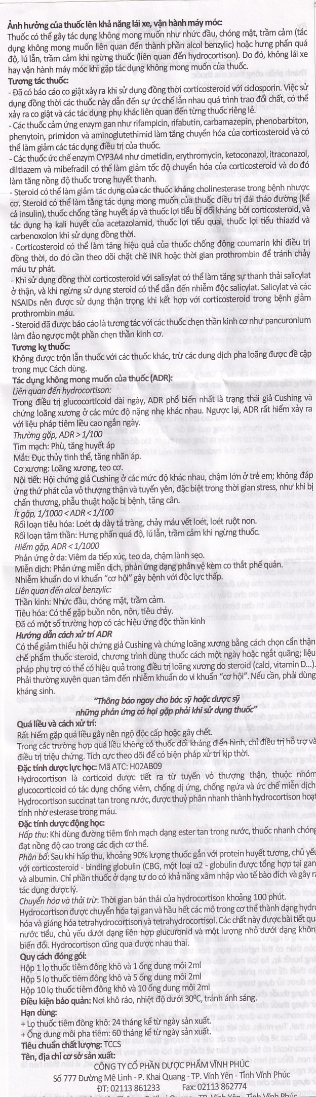Thuốc tiêm Vinphason 100mg Vinphaco điều trị lupus ban đỏ hệ thống, hồng ban đa dạng nặng (1 lọ + 1 ống)