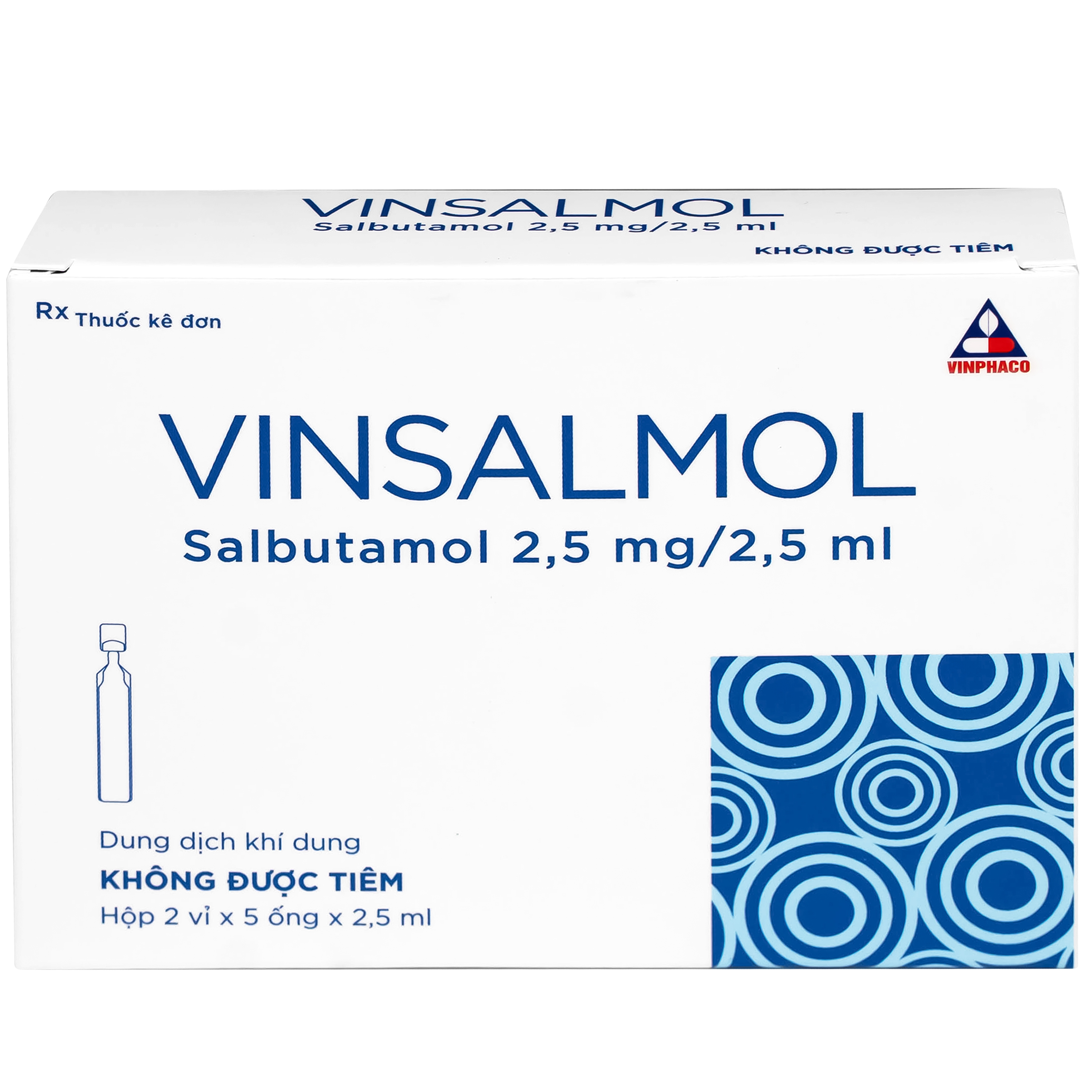 Thuốc Vinsalmol 2.5mg/2.5ml Vinphaco hỗ trợ kiểm soát co thắt phế quản mạn, hen ác tính (2 vỉ x 5 ống)