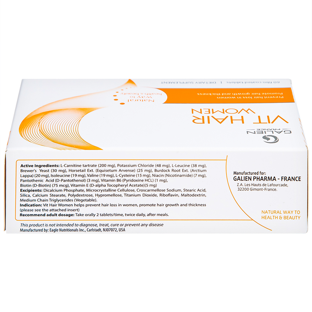 Viên uống hỗ trợ giảm rụng tóc dành cho nữ Vit Hair Women Galien (4 vỉ x 15 viên)
