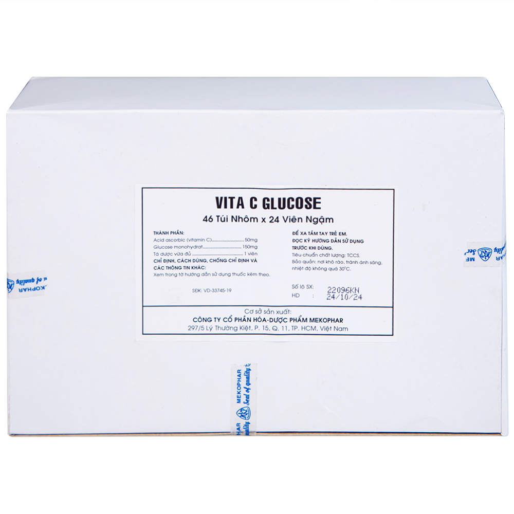 Viên ngậm Vita C Glucose Mekophar bổ sung Vitamin C (46 túi nhôm x 24 viên)