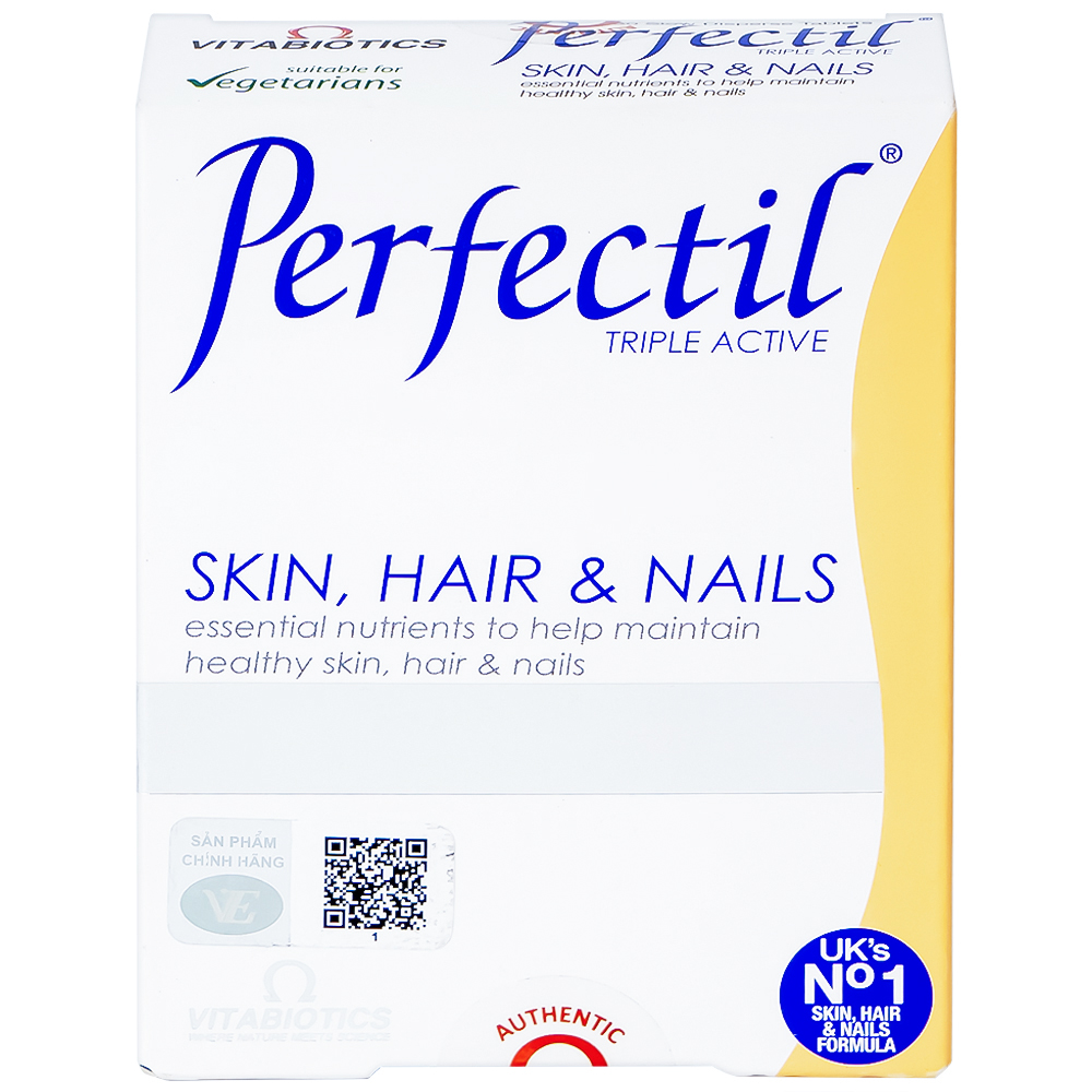 Viên uống bổ sung vi chất làm đẹp da móng tóc Perfectil Vitabiotics (2 vỉ x 15 viên)
