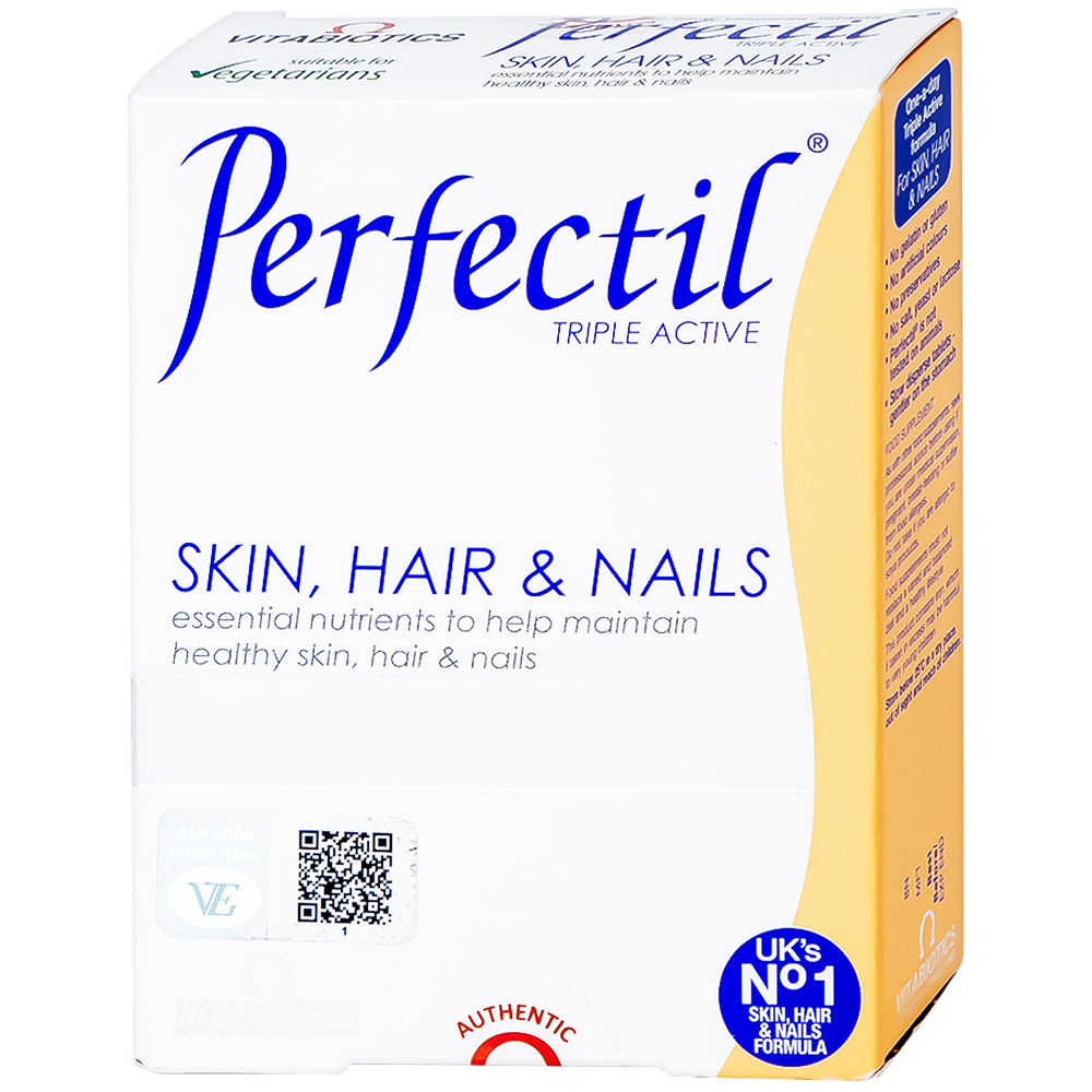 Viên uống bổ sung vi chất làm đẹp da móng tóc Perfectil Vitabiotics (2 vỉ x 15 viên)