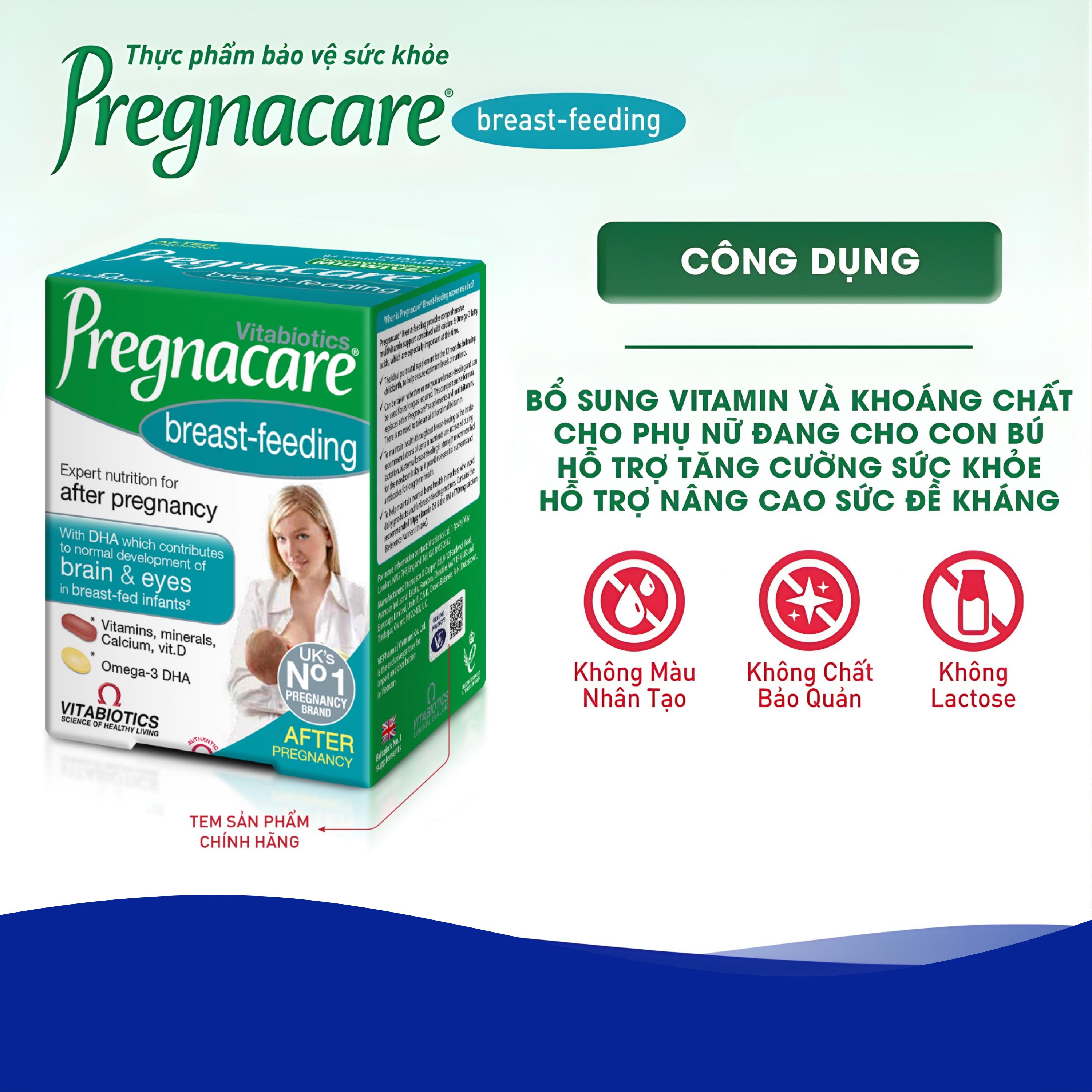 Viên bổ sung vitamin và khoáng chất cho phụ nữ cho con bú Vitabiotics Pregnacare Breast Feeding (6 vỉ x 14 viên)