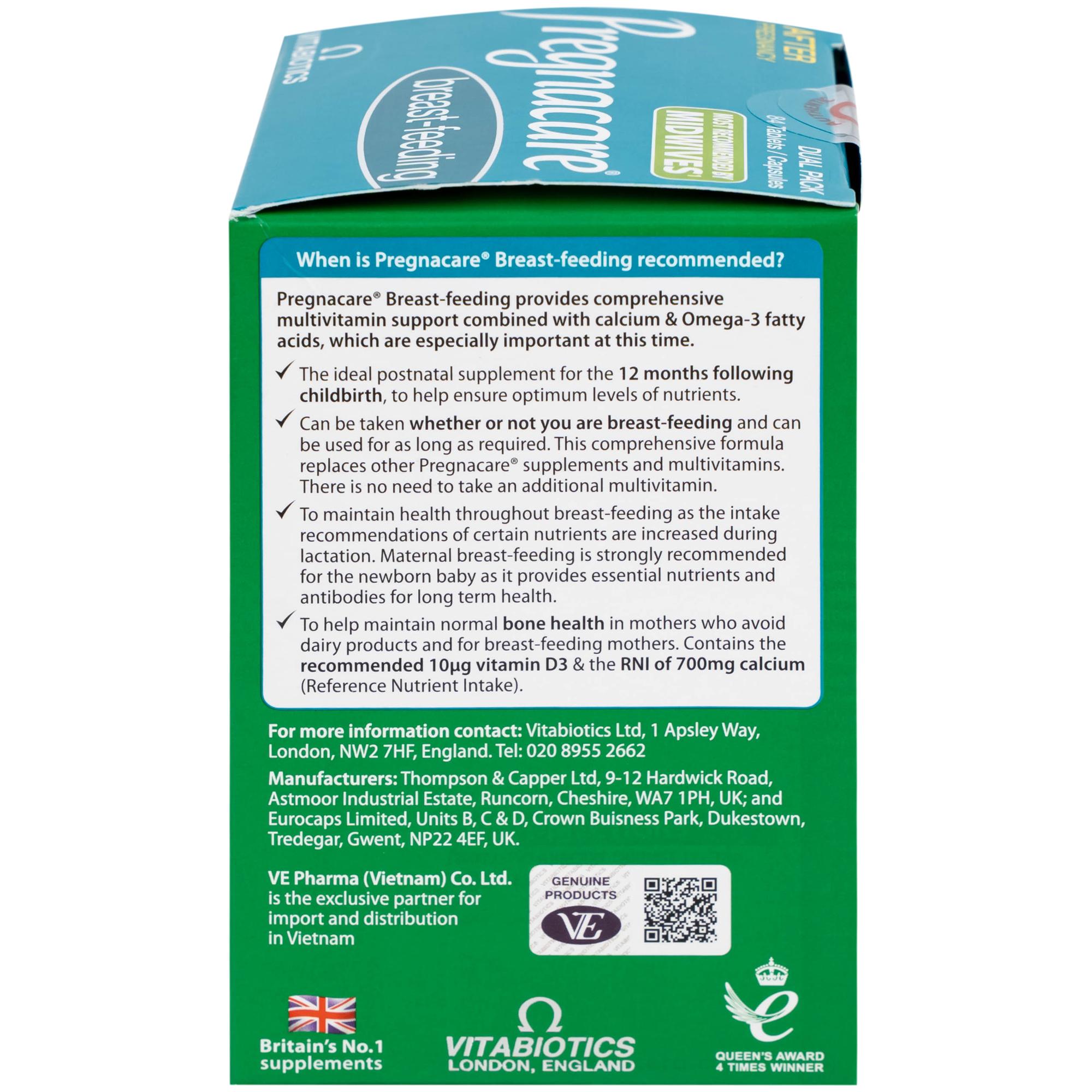 Viên bổ sung vitamin và khoáng chất cho phụ nữ cho con bú Vitabiotics Pregnacare Breast Feeding (6 vỉ x 14 viên)