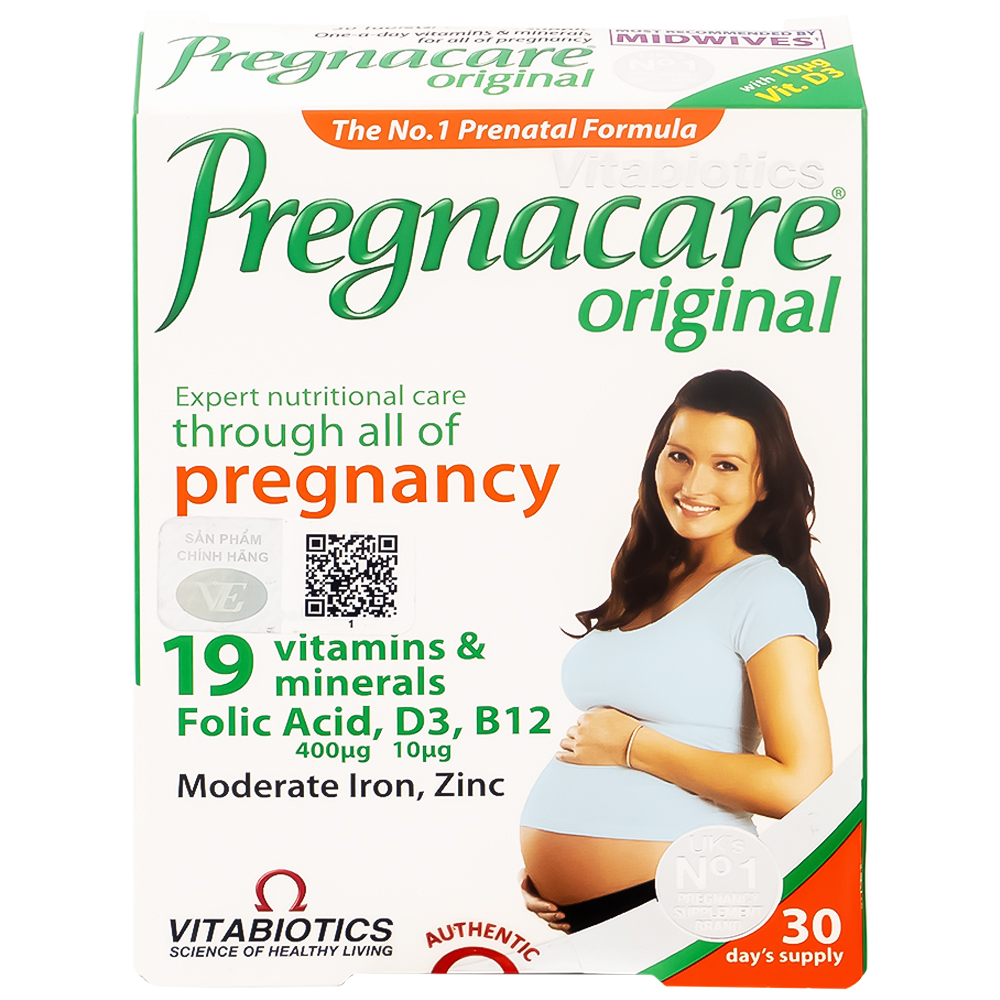 Viên bổ sung vitamin khoáng chất cho phụ nữ mang thai và cho con bú Vitabiotics Pregnacare Original (2 vỉ x 15 viên)