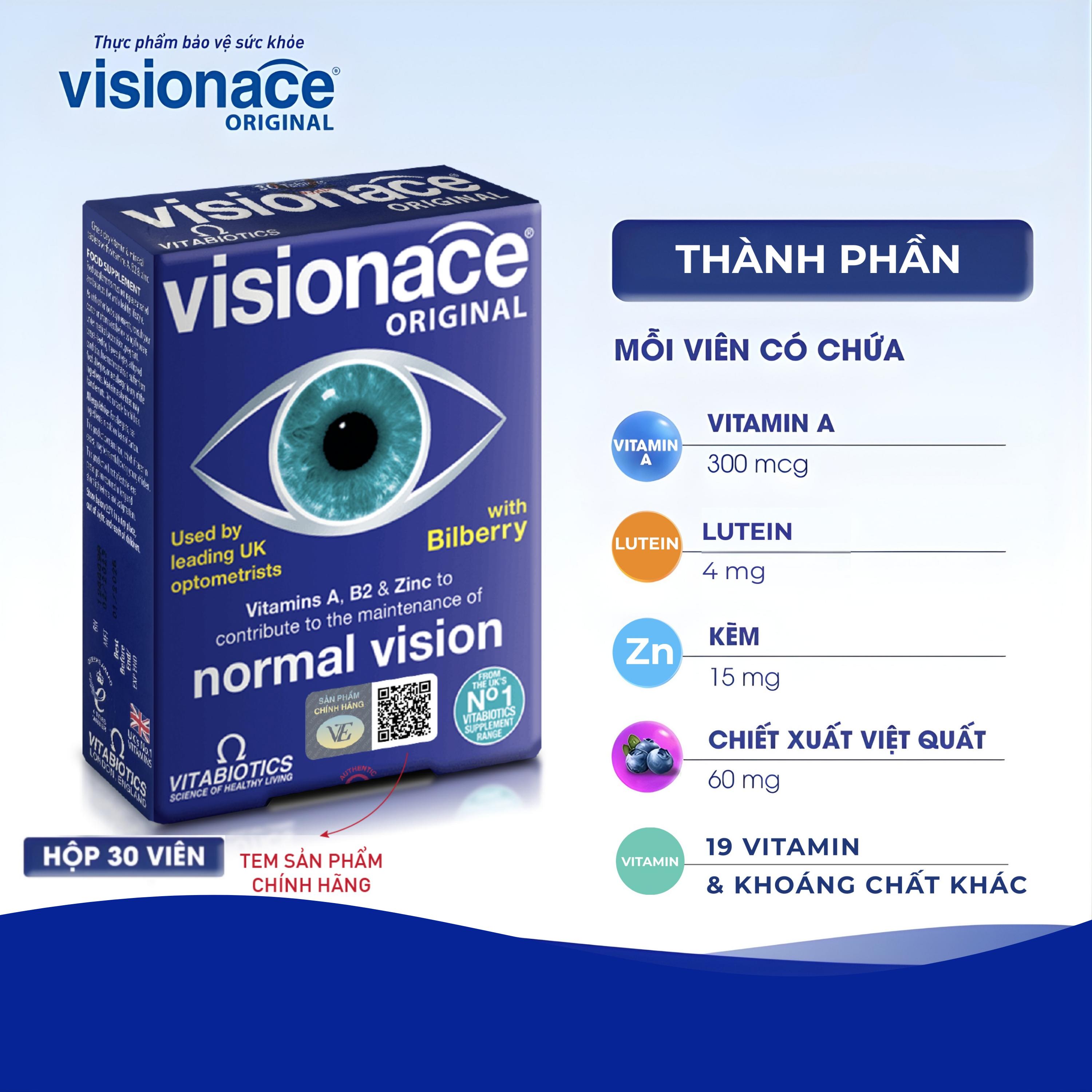Cải thiện thị lực Visionace Original Vitabiotics (2 vỉ x 15 viên)