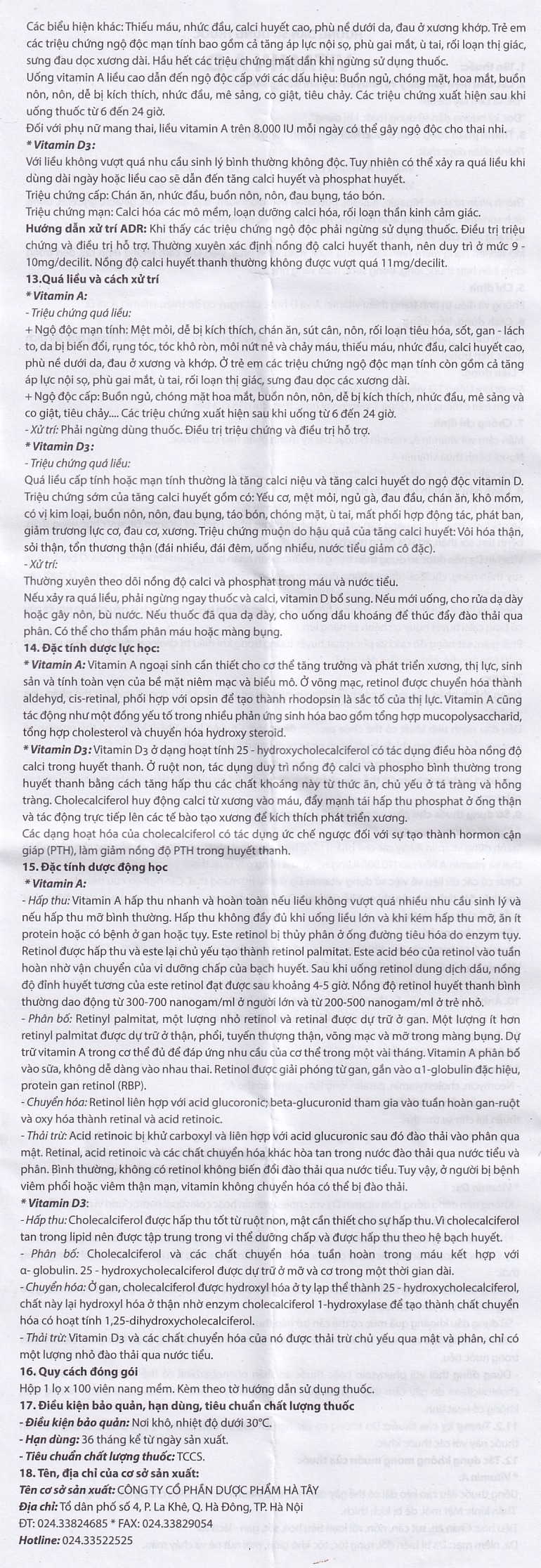 Thuốc Vitamin A-D Hataphar phòng và điều trị thiếu Vitamin A và D (100 viên)