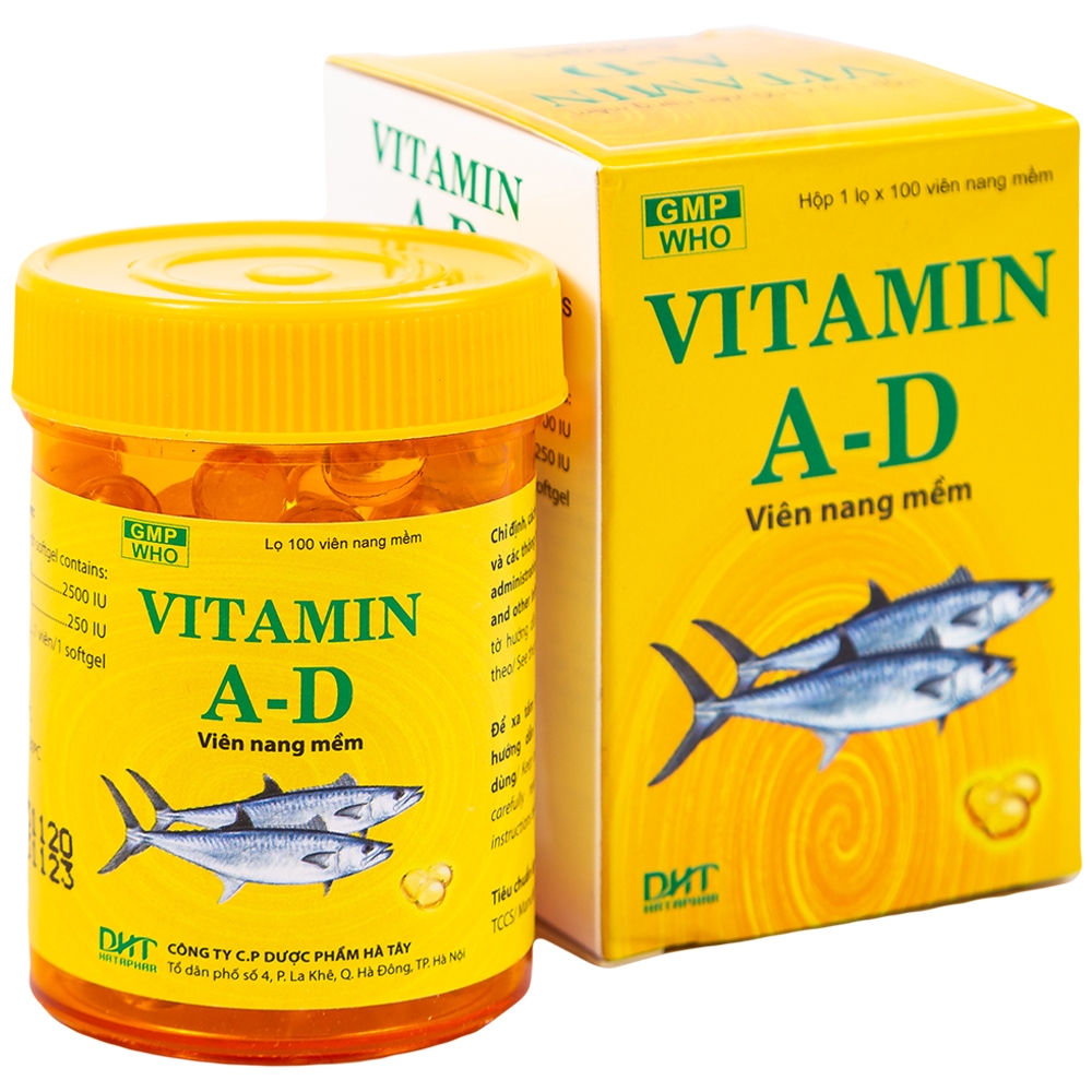 Thuốc Vitamin A-D Hataphar phòng và điều trị thiếu Vitamin A và D (100 viên)