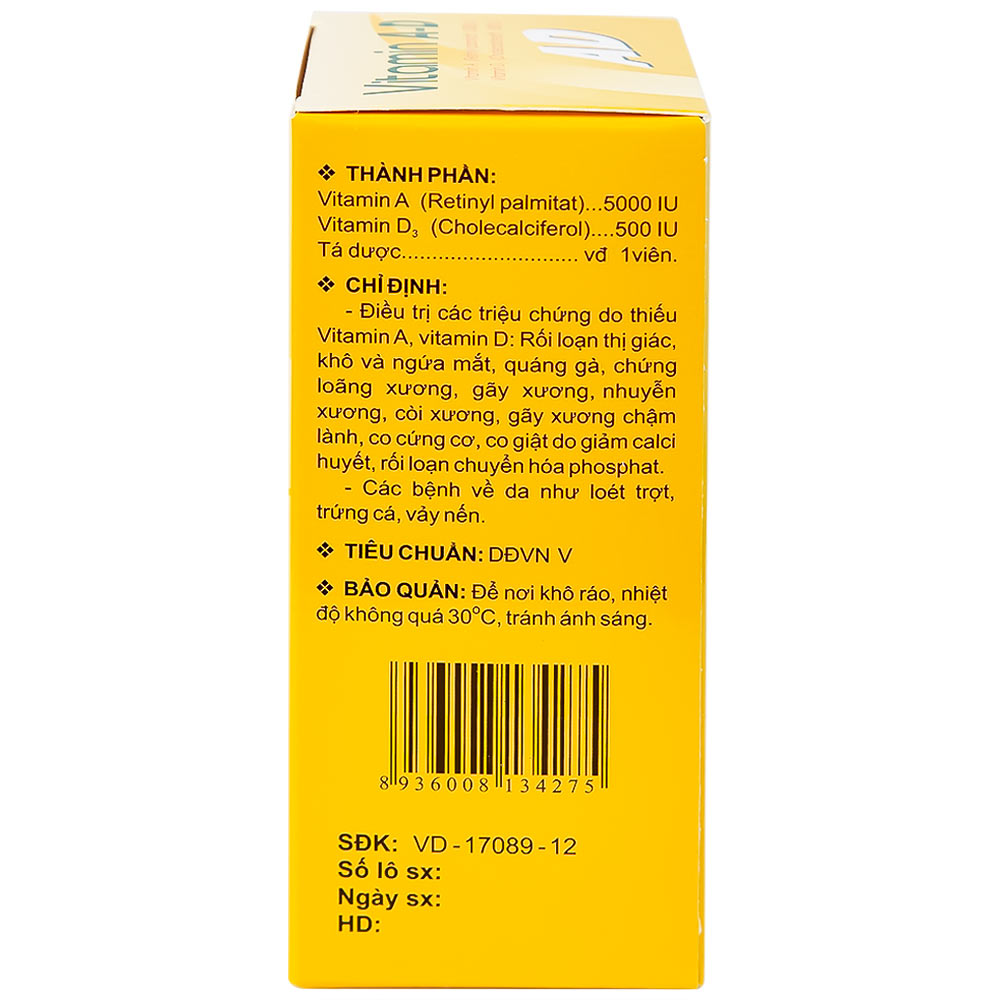 Thuốc Vitamin A-D HDpharma điều trị tình trạng thiếu Vitamin A và D (5 vỉ x 10 viên)