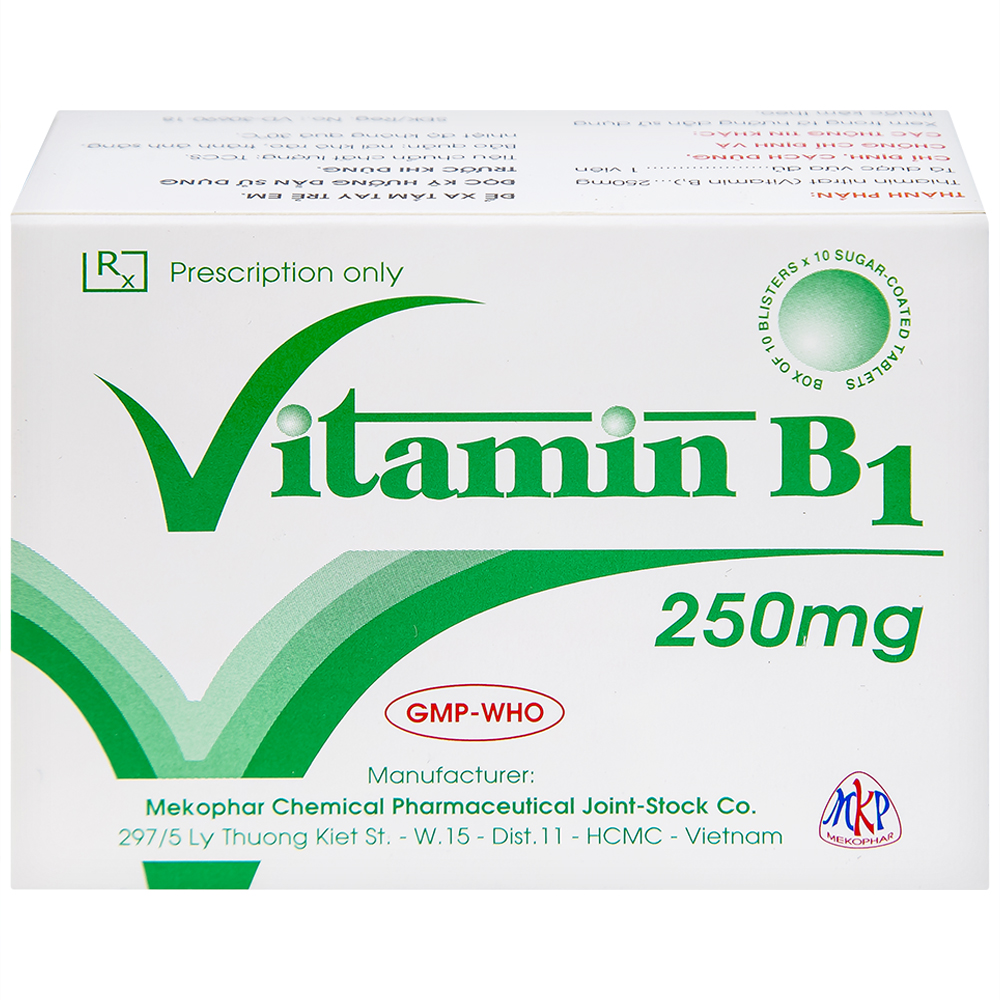 Thuốc Vitamin B1 250mg Mekophar điều trị tình trạng thiếu Vitamin B (10 vỉ x 10 viên)