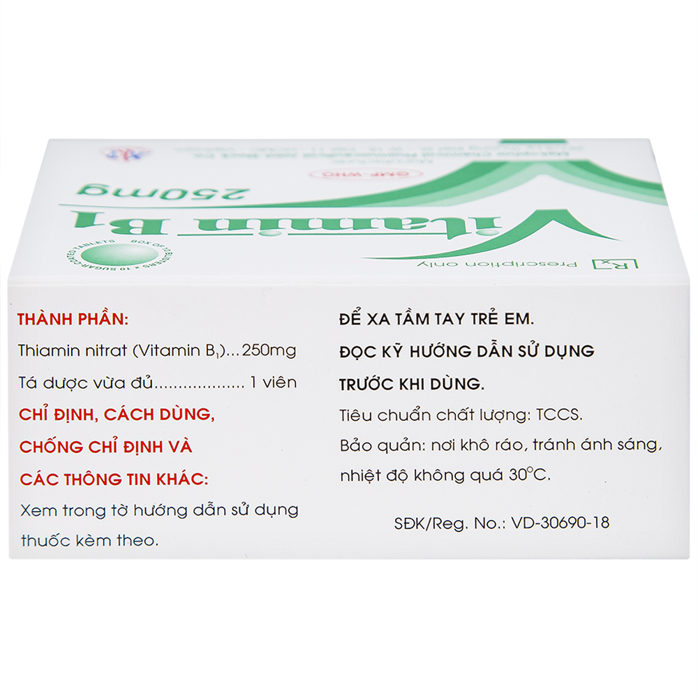 Thuốc Vitamin B1 250mg Mekophar điều trị tình trạng thiếu Vitamin B (10 vỉ x 10 viên)