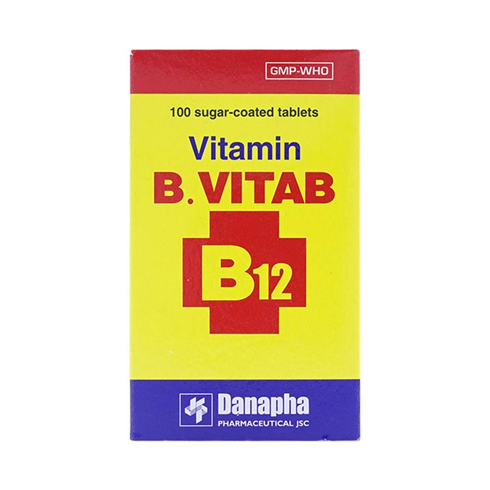 Thuốc Vitamin B.Vitab B12 Danapha phòng và điều trị tình trạng thiếu Calci và Vitamin B (100 viên)