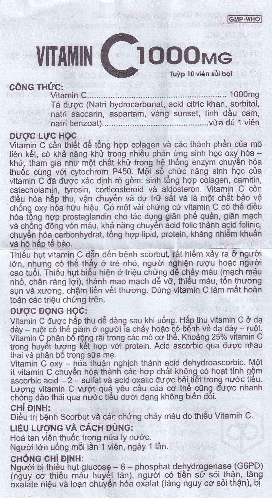 Viên sủi Vitamin C 1000mg OPC điều trị bệnh Scorbut và các chứng chảy máu do thiếu Vitamin C (10 viên)