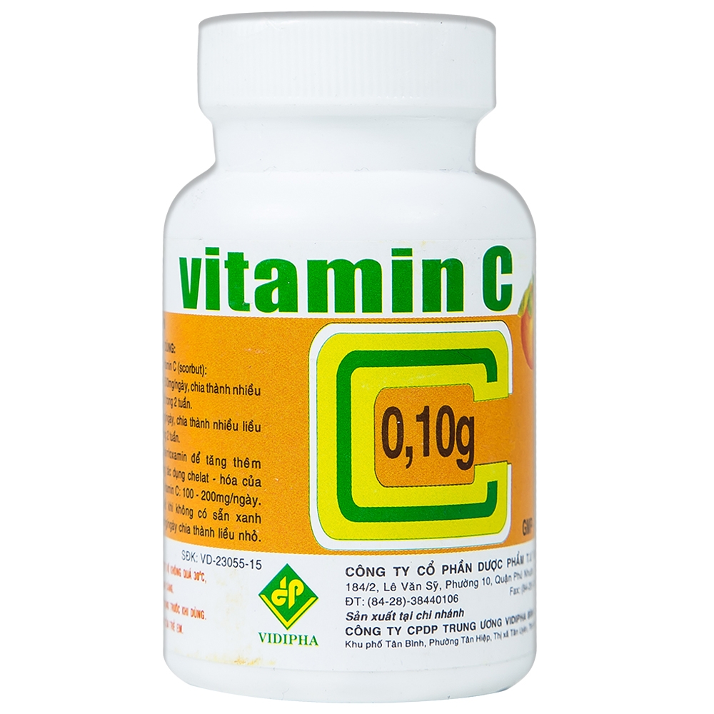 Thuốc Vitamin C 0,10g Vidipha điều trị bệnh thiếu Vitamin C (200 viên)