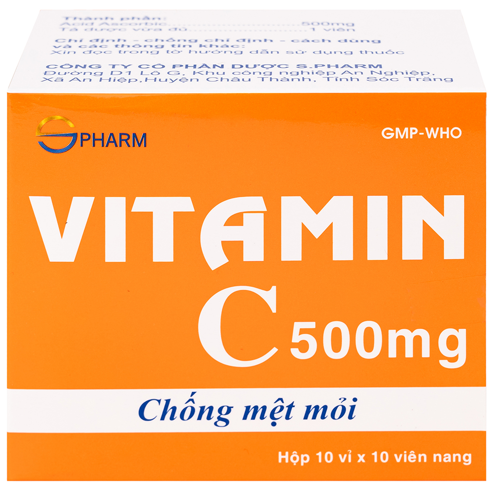 Thuốc Vitamin C 500mg SPHARM phòng và trị thiếu vitamin C (10 vỉ x 10 viên)