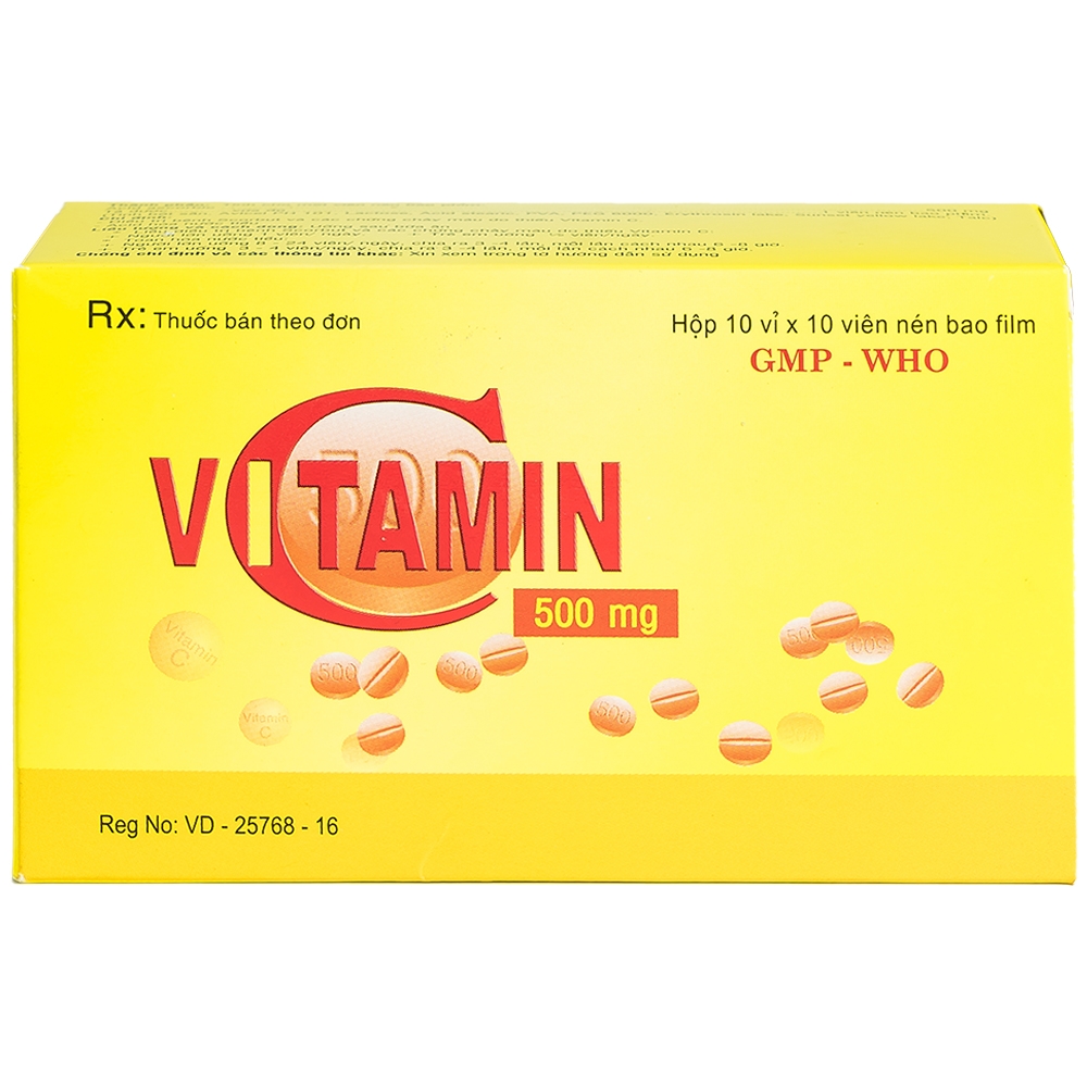Thuốc Vitamin C 500mg Quapharco điều trị bệnh do thiếu Vitamin C (10 vỉ x 10 viên)