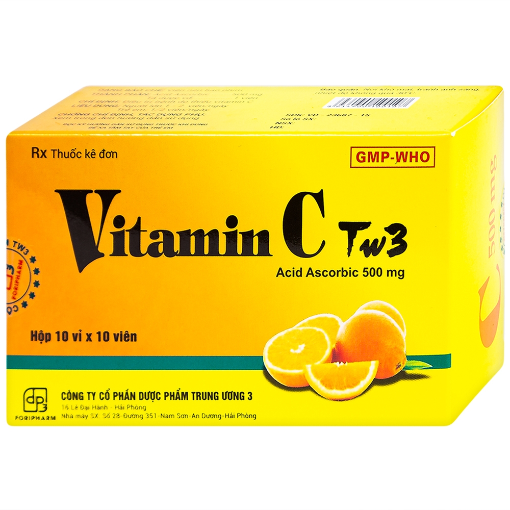 Thuốc Vitamin C TW3 điều trị bệnh do thiếu vitamin C (10 vỉ x 10 viên)