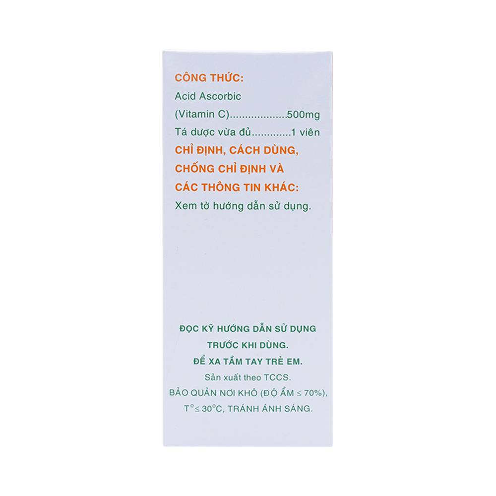 Thuốc Vitamin C MKP 500mg Mekophar phòng và điều trị bệnh Scorbut (20 vỉ x 10 viên)