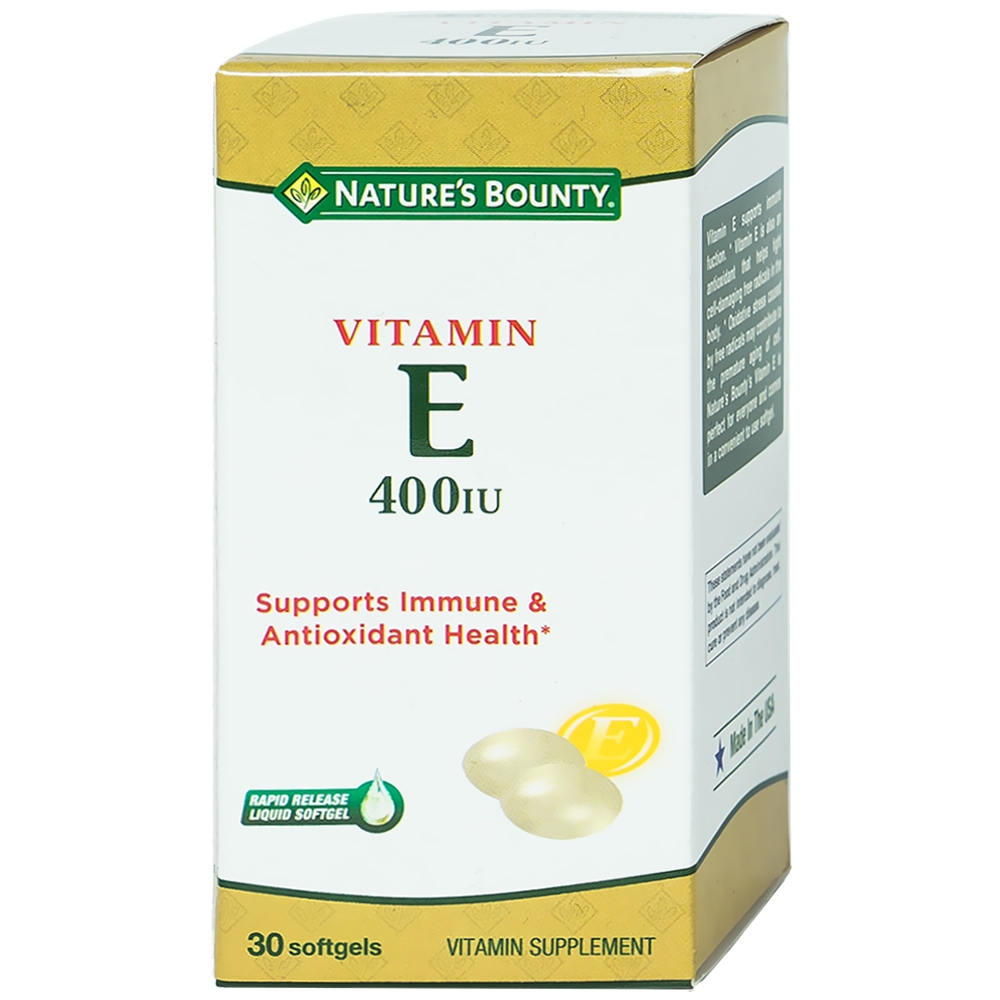Viên uống bổ sung Vitamin E làm chậm quá trình lão hóa da Vitamin E 400IU Nature's Bounty (30 viên)