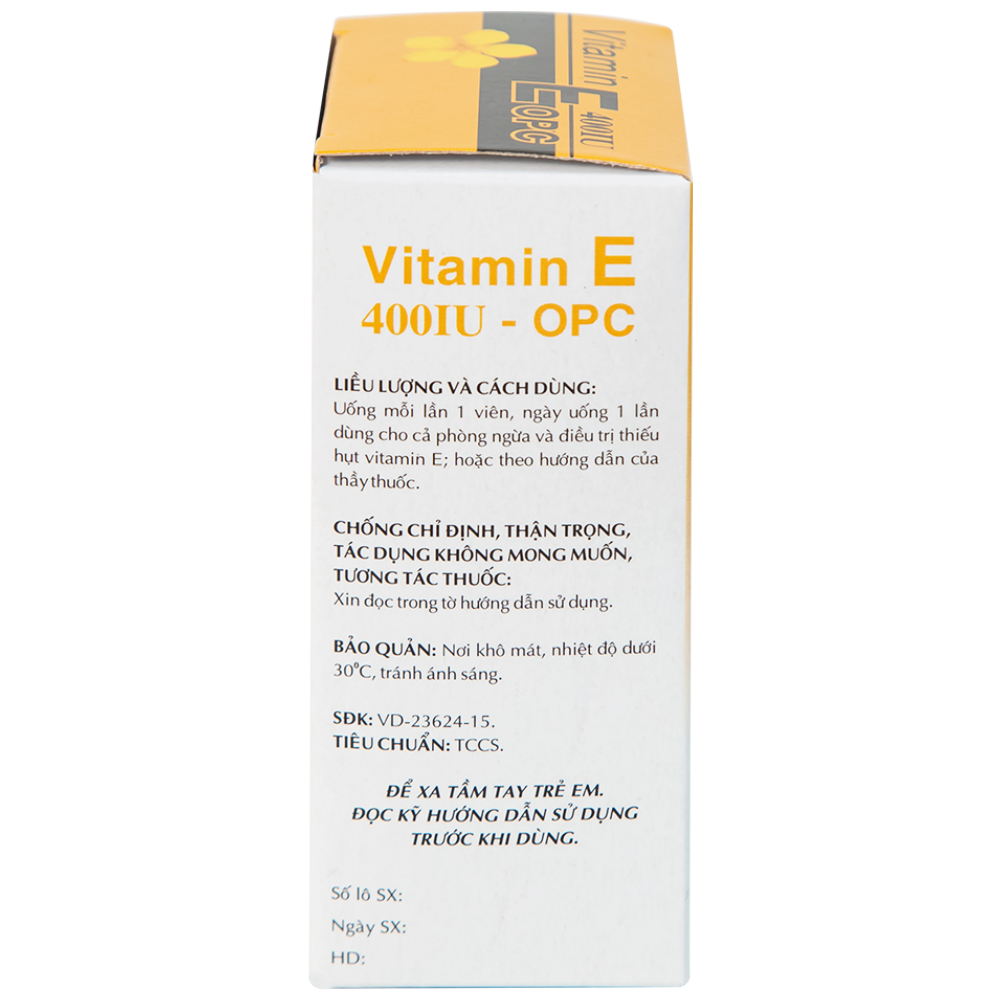 Thuốc Vitamin E 400IU OPC hỗ trợ điều trị thiếu Vitamin E (4 vỉ x 10 viên)