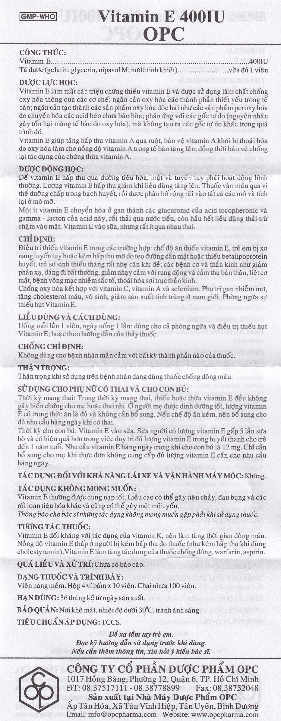 Thuốc Vitamin E 400IU OPC hỗ trợ điều trị thiếu Vitamin E (4 vỉ x 10 viên)