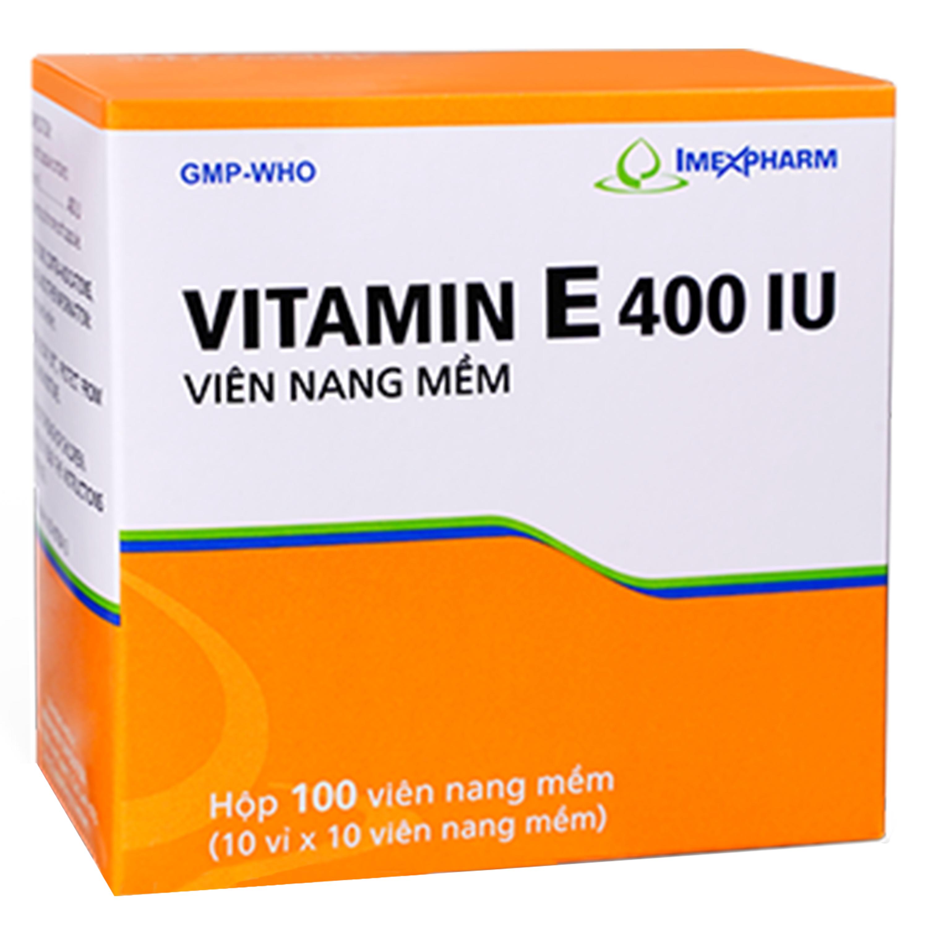 Thuốc Vitamin E 400IU Imexpharm điều trị tình trạng thiếu vitamin E (10 vỉ x 10 viên)