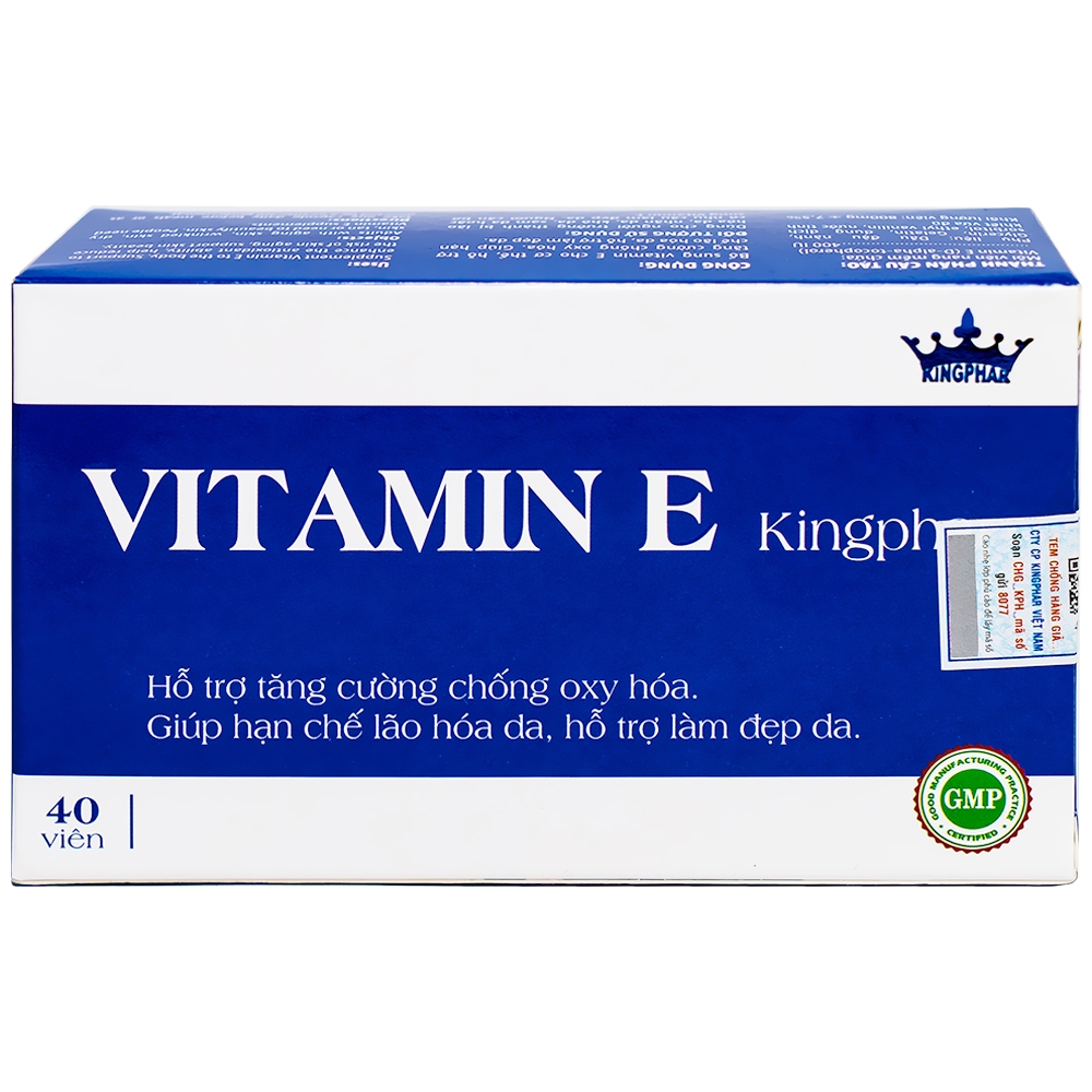 Viên uống bổ sung vitamin E hỗ trợ chống oxy hóa Vitamin E Kingphar (4 vỉ x 10 viên)