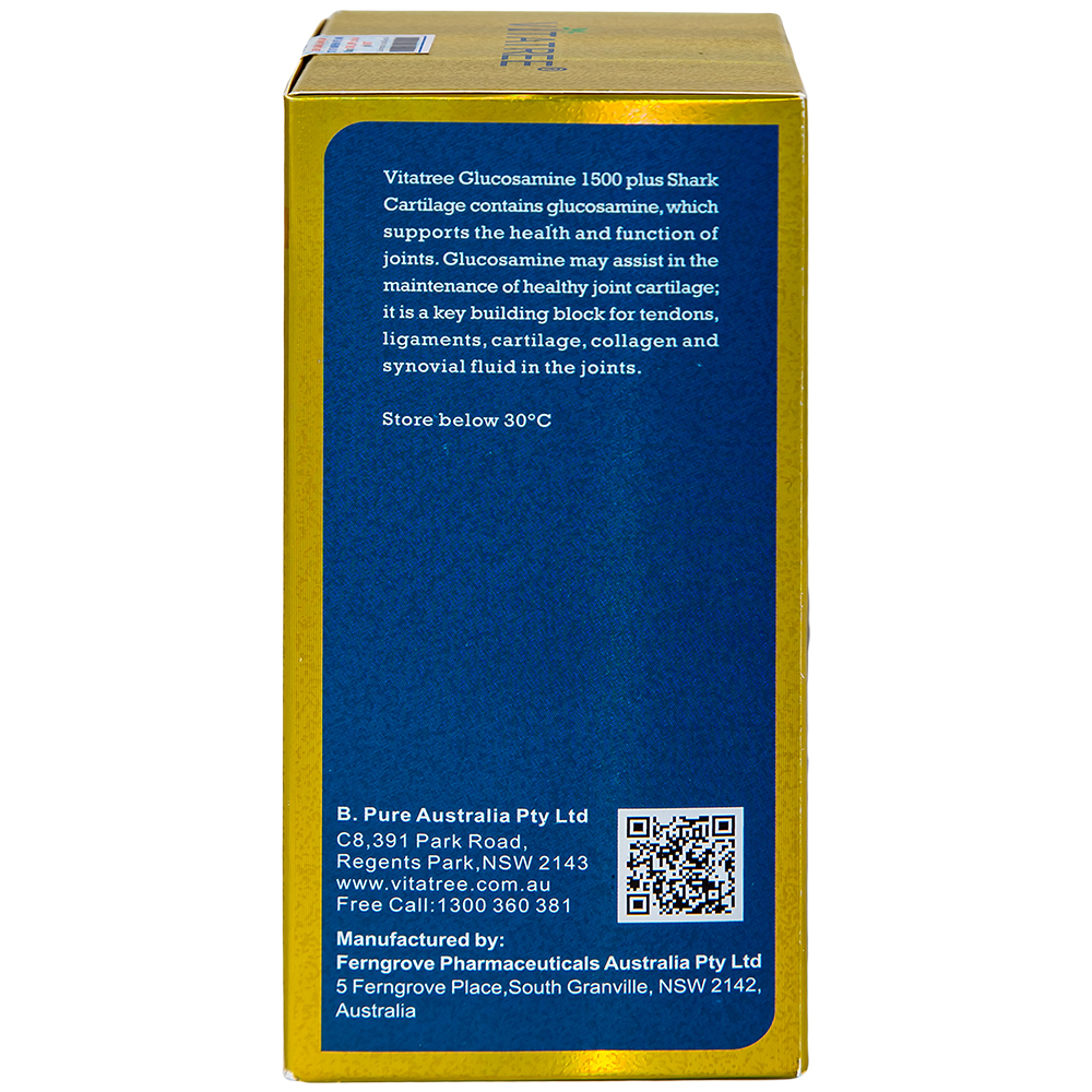Viên uống hỗ trợ duy trì chức năng của khớp, sụn khớp Vitatree Glucosamine 1500 Plus Shark Cartilage (100 viên)