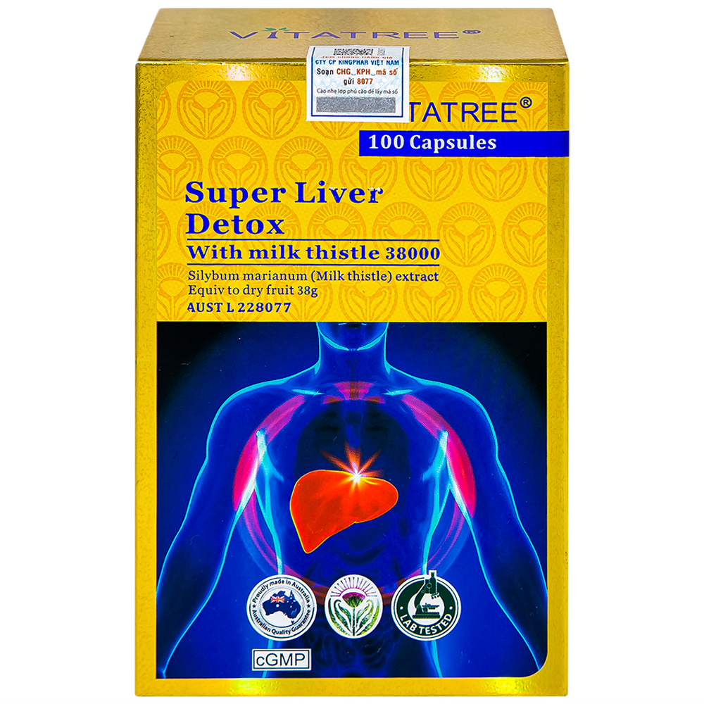 Viên uống hỗ trợ giải độc gan, giảm gan nhiễm mỡ, viêm gan, bảo vệ gan Vitatree Super Liver Detox (100 viên)