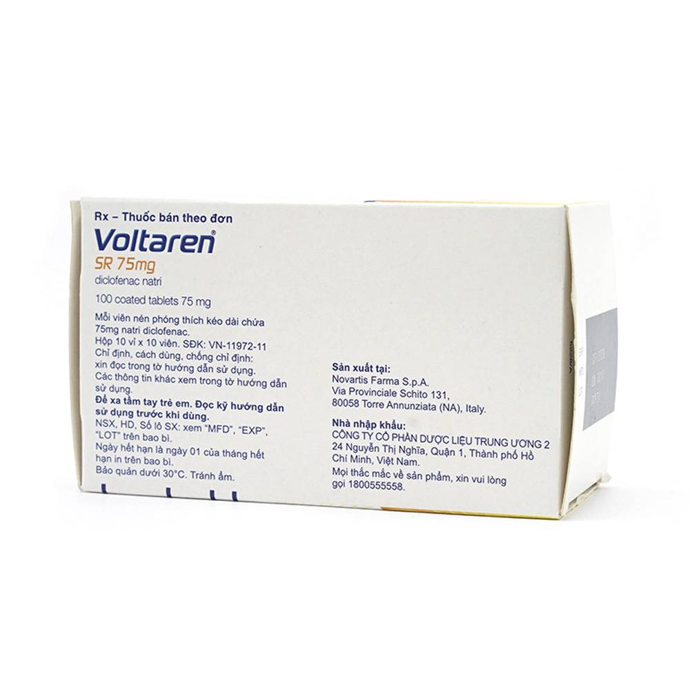 Thuốc Voltaren SR 75mg Novartis điều trị viêm và thoái hóa của bệnh thấp khớp (10 vỉ x 10 viên)