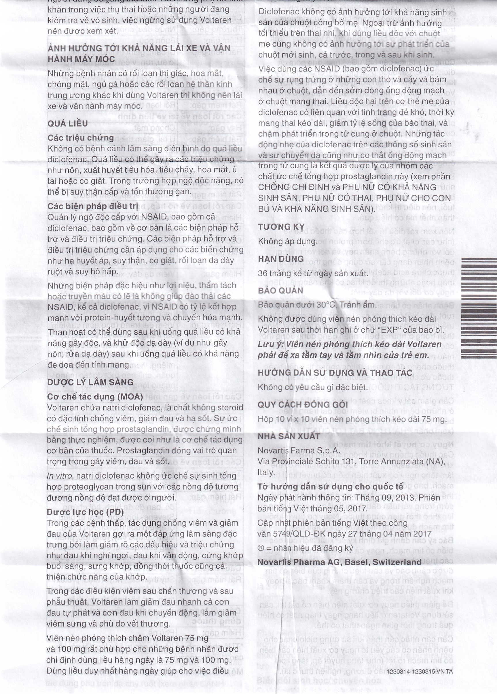 Thuốc Voltaren SR 75mg Novartis điều trị viêm và thoái hóa của bệnh thấp khớp (10 vỉ x 10 viên)