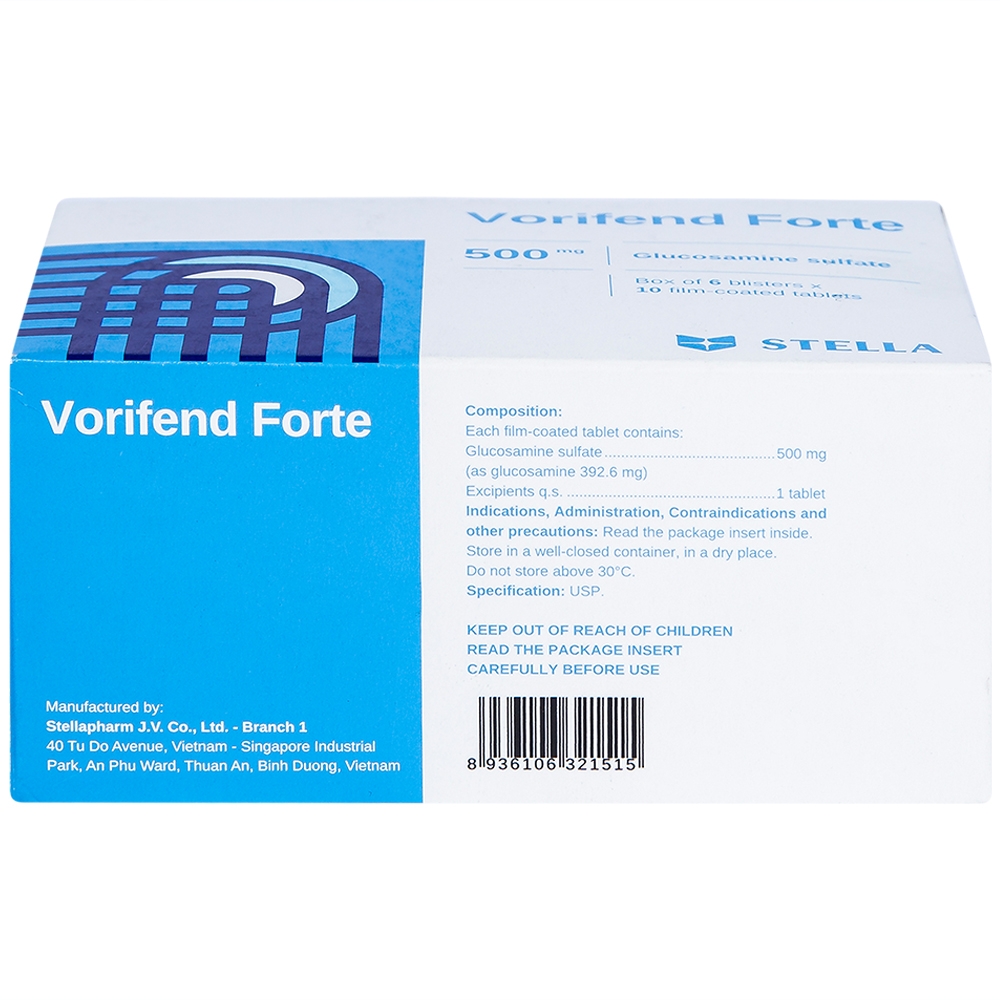 Thuốc Vorifend Forte 500mg Stella giảm triệu chứng của thoái hoá khớp gối (6 vỉ x 10 viên)