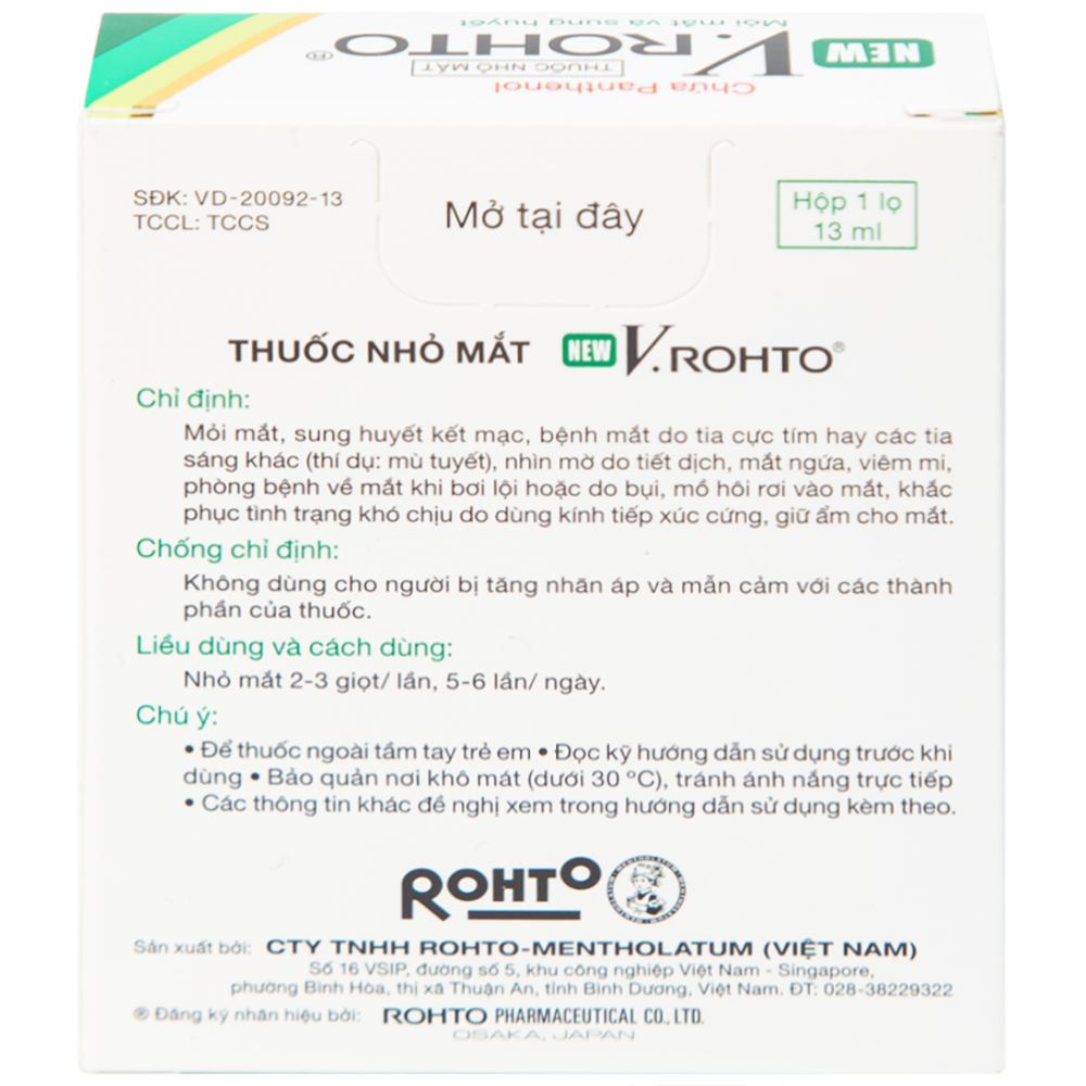 Thuốc nhỏ mắt New V.Rohto điều trị mỏi mắt, sung huyết kết mạc (13ml)