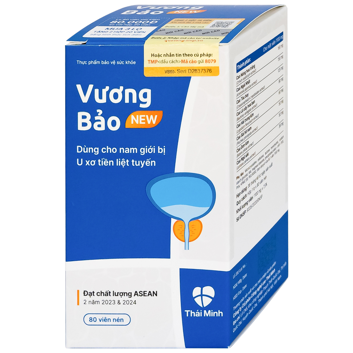 Viên uống giảm u xơ tiền liệt tuyến Vương Bảo (80 viên)