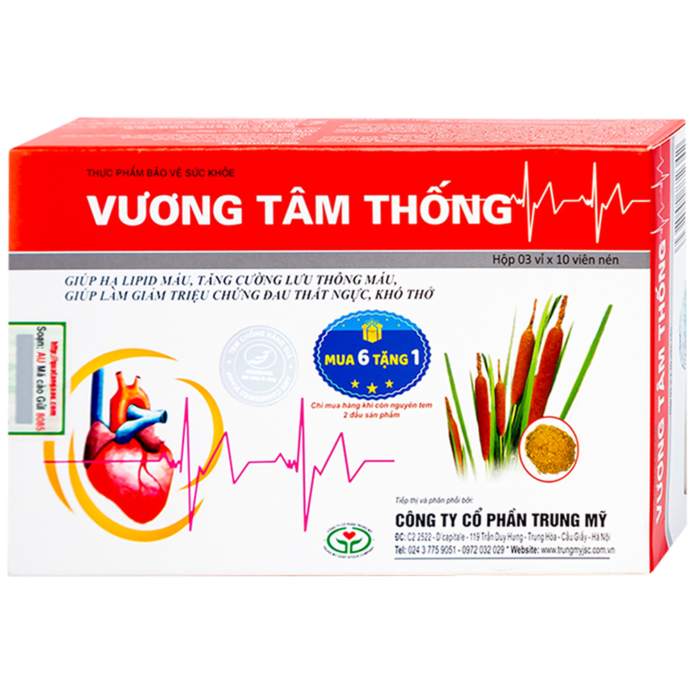 Viên uống giảm triệu chứng đau thắt ngực Vương Tâm Thống (3 vỉ x 10 viên)