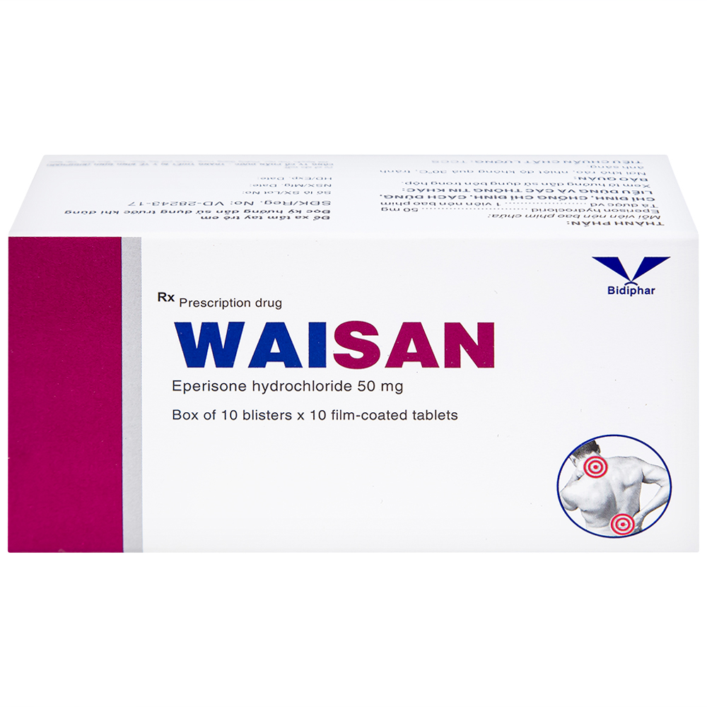 Thuốc Waisan 50mg Bidiphar cải thiện triệu chứng tăng trương lực cơ (10 vỉ x 10 viên) 