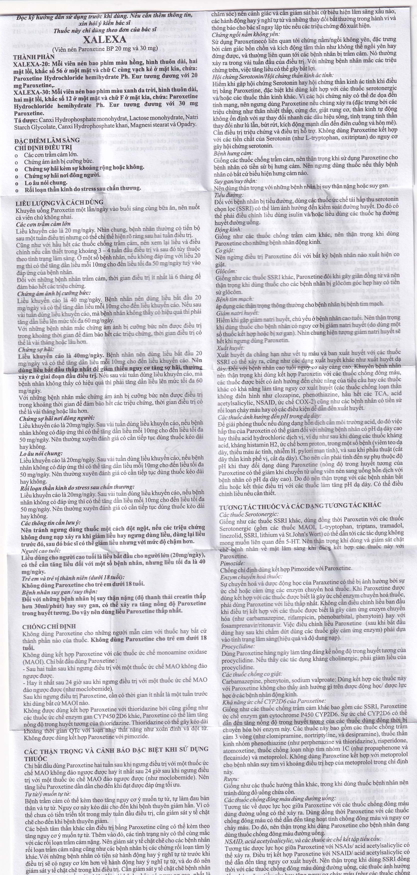 Thuốc Xalexa 30 Aurobindo điều trị các cơn trầm cảm lớn (3 vỉ x 10 viên) 