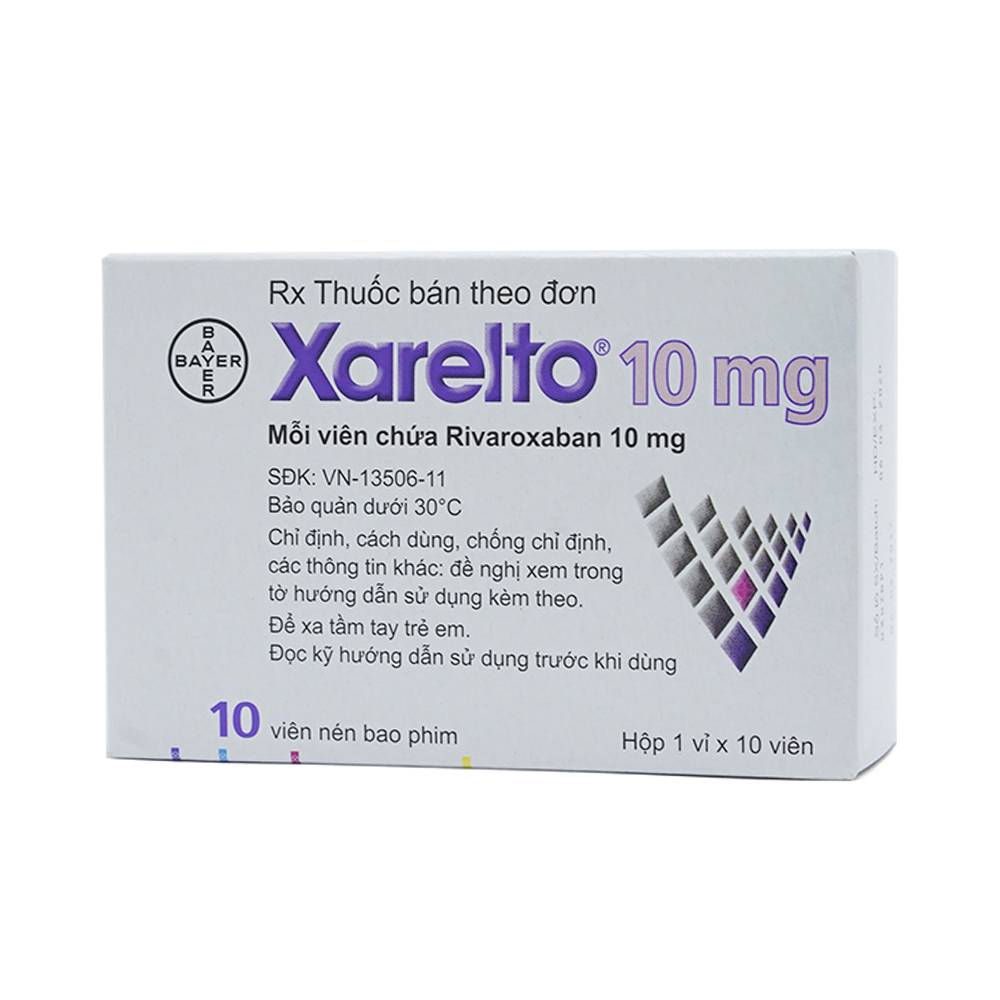 Thuốc Xarelto 10mg Bayer phòng ngừa thuyên tắc huyết khối tĩnh mạch (1 vỉ x 10 viên)