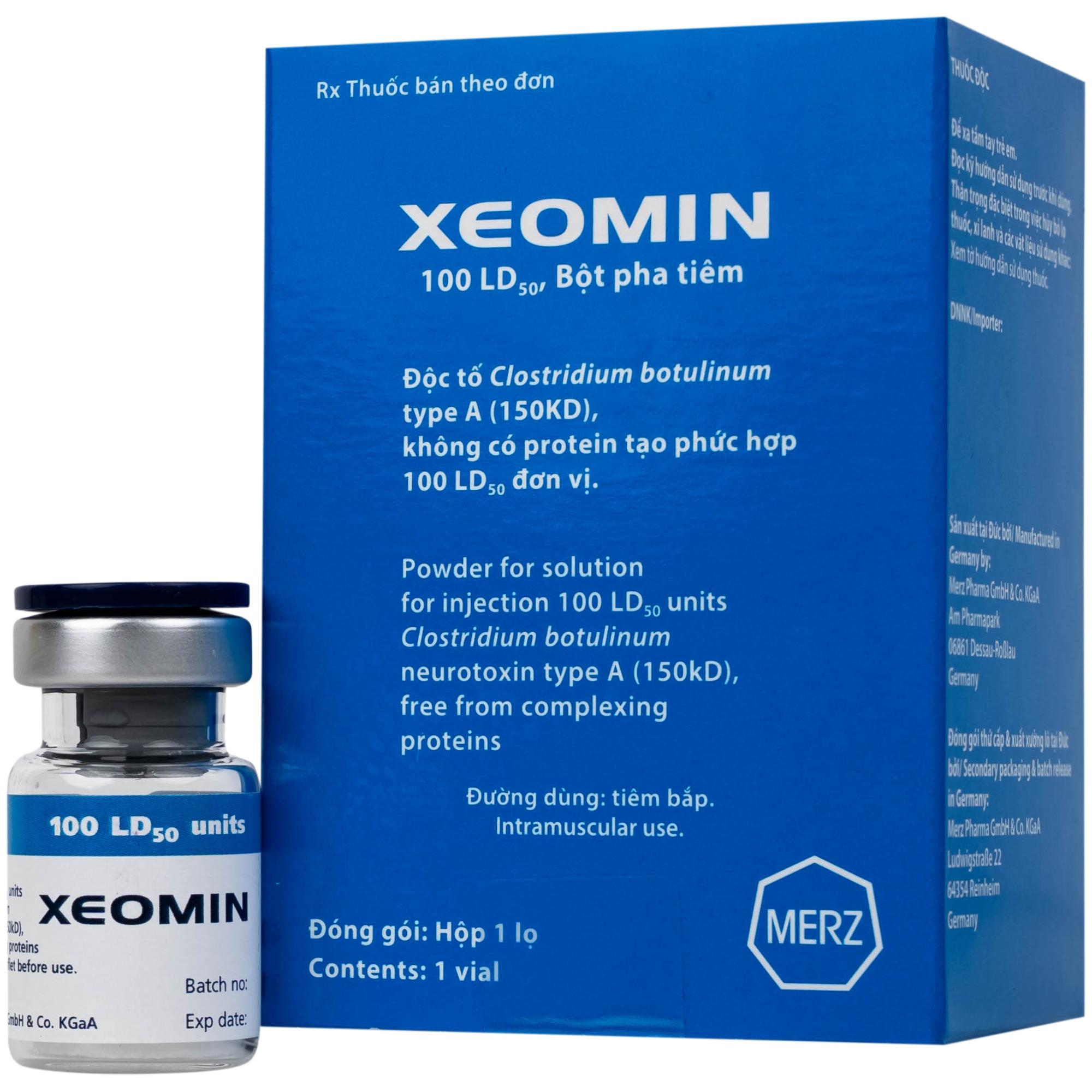 Thuốc Xeomin 100 Units Merz điều trị loạn trương lực cơ cổ, co thắt mi, co cứng sau đột quỵ chi trên