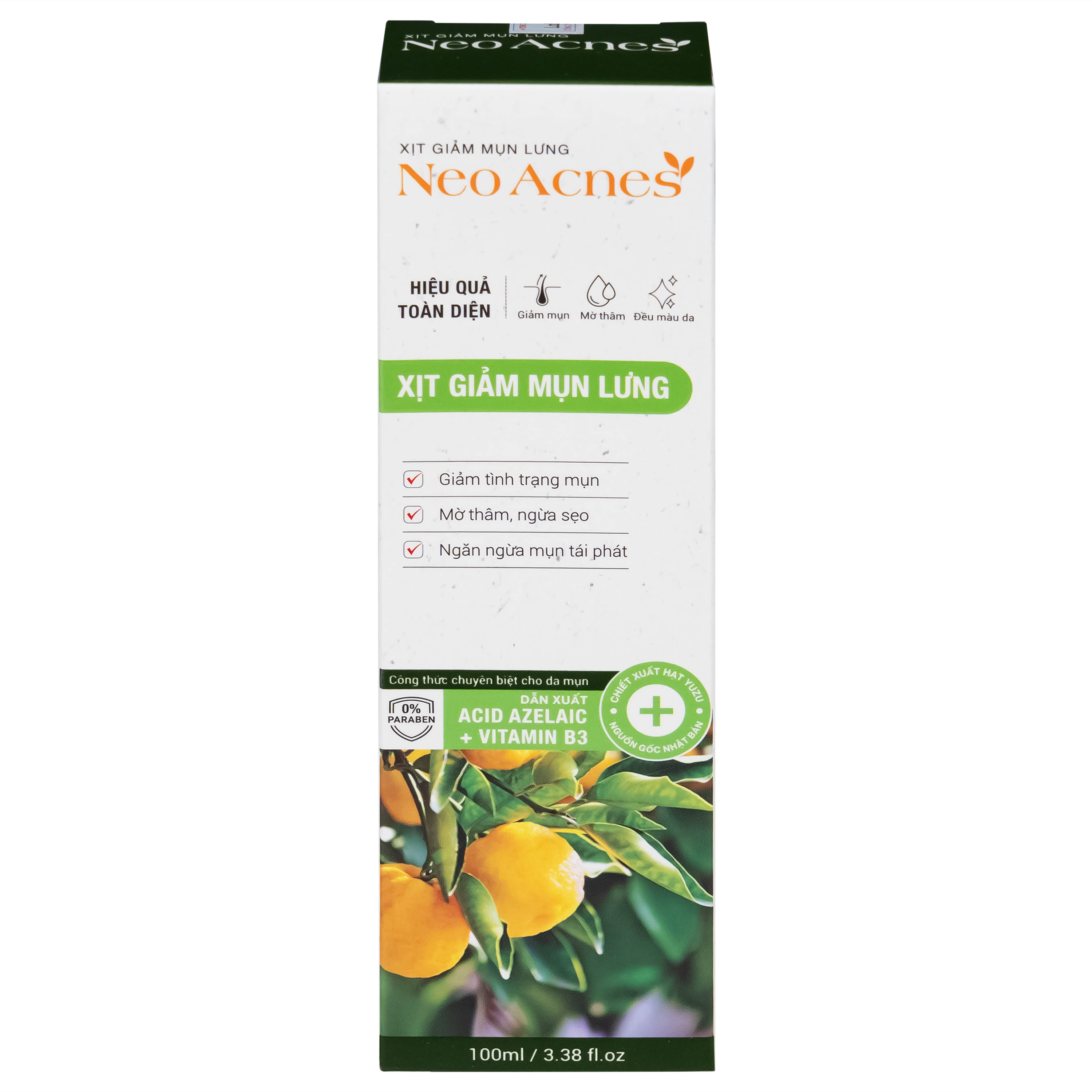 Xịt giảm mụn lưng Neo Acnes làm dịu nốt mụn, giảm tình trạng mụn trên da cơ thể (100ml)