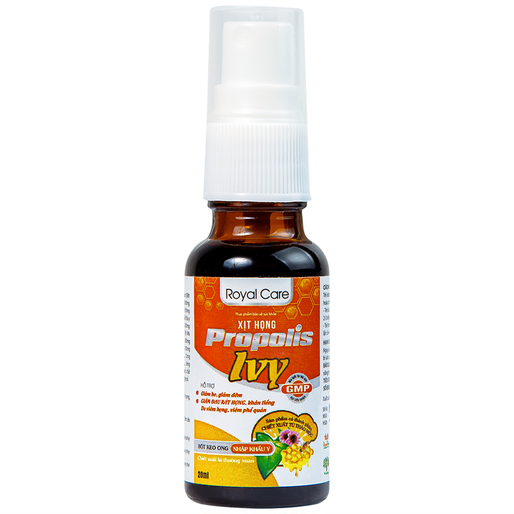 Chai xịt họng giảm ho, đờm, đau rát họng, khản tiếng do viêm họng, viêm phế quản Propolis Ivy Royal Care (20ml)