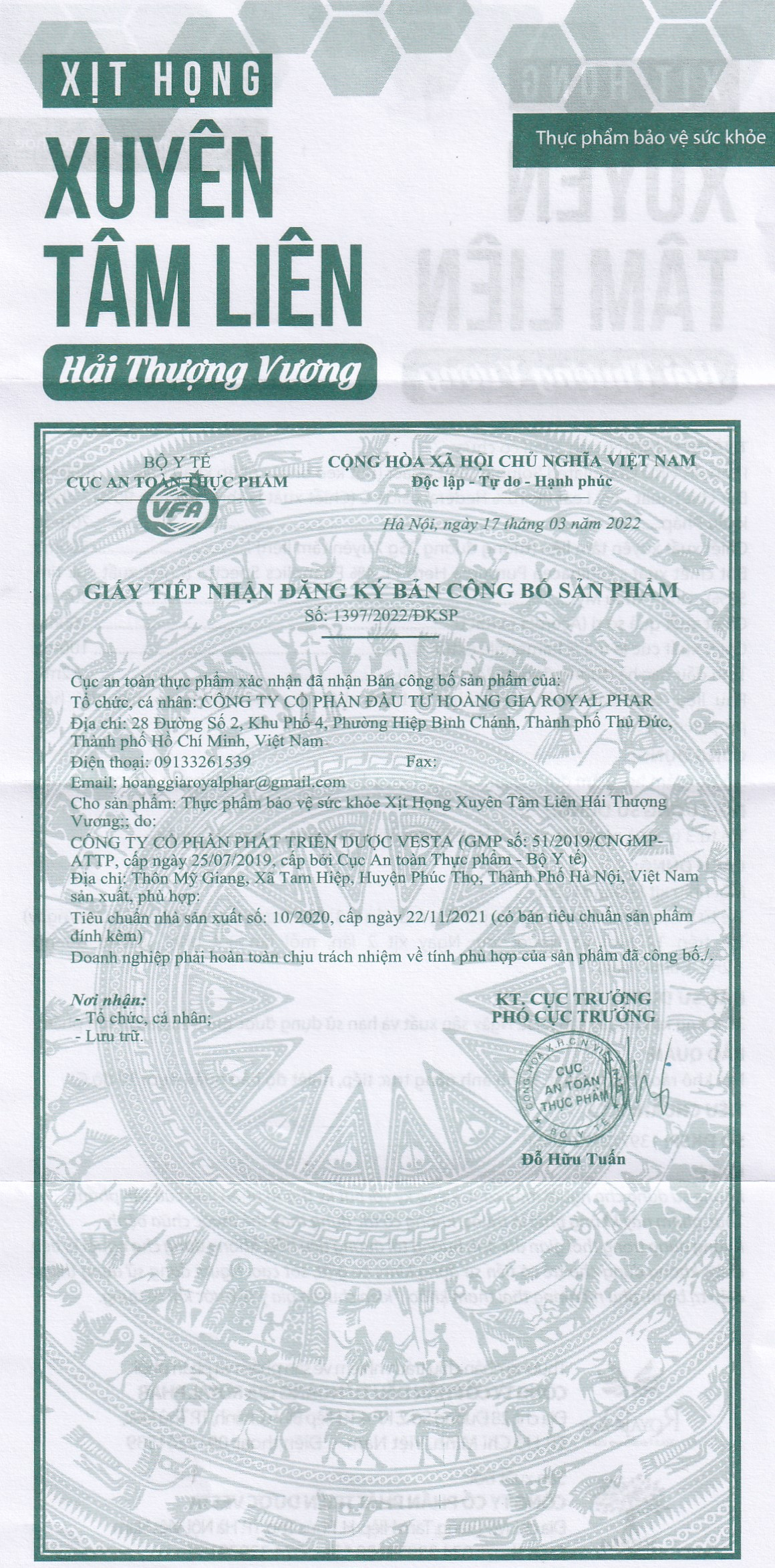 Chai xịt họng hỗ trợ giảm ho, giảm đờm, giảm đau rát họng Xuyên Tâm Liên Hải Thượng Vương (30ml)