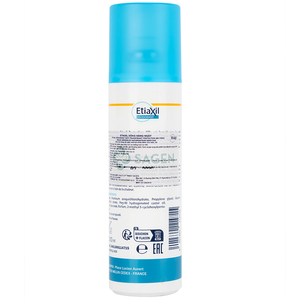 Xịt khử mùi Etiaxil Deodorant Anti Transpirant Protection 48h 100ml