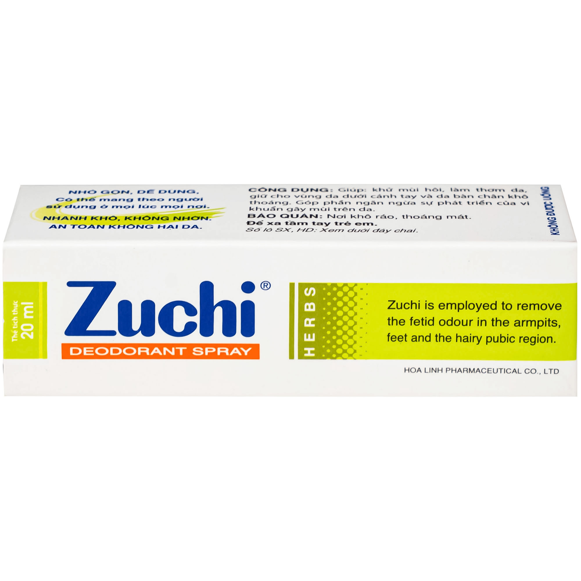Xịt khử mùi Zuchi Hoa Linh Thảo Dược ngăn ngừa hôi nách, hôi chân (20ml)