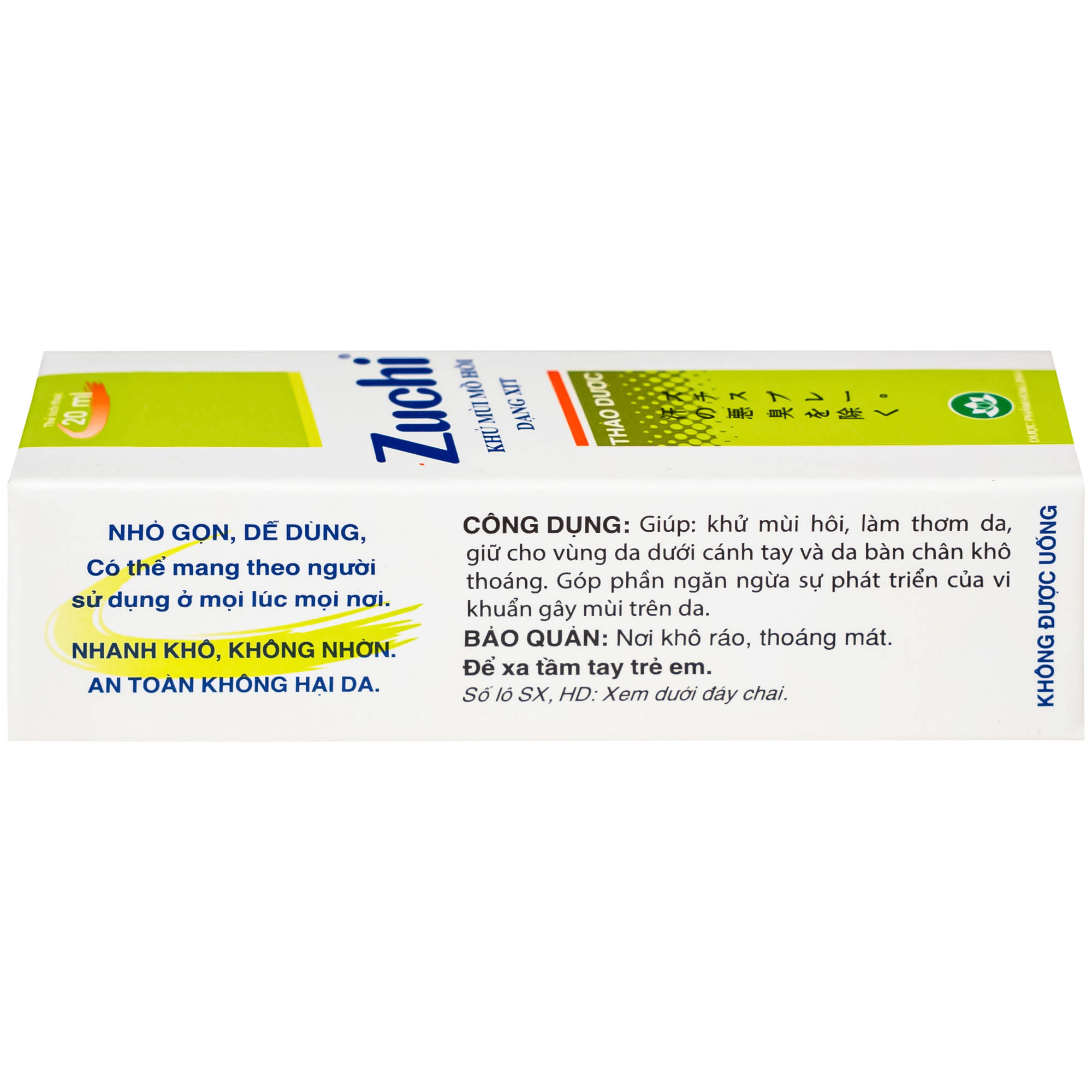 Xịt khử mùi Zuchi Hoa Linh Thảo Dược ngăn ngừa hôi nách, hôi chân (20ml)